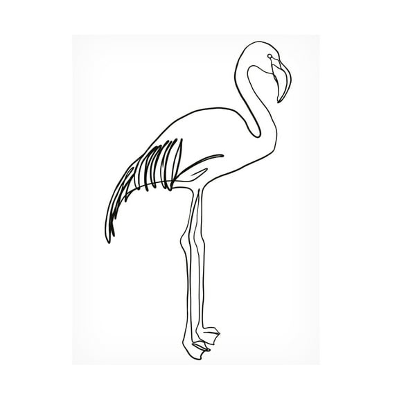 Canvas Wall Art - Cora Niele 'Flamingo Line Drawing' Wall Art for Living Room, Bedroom, or Office Décor by Trademark Fine Art - 35 x 47 Inches
