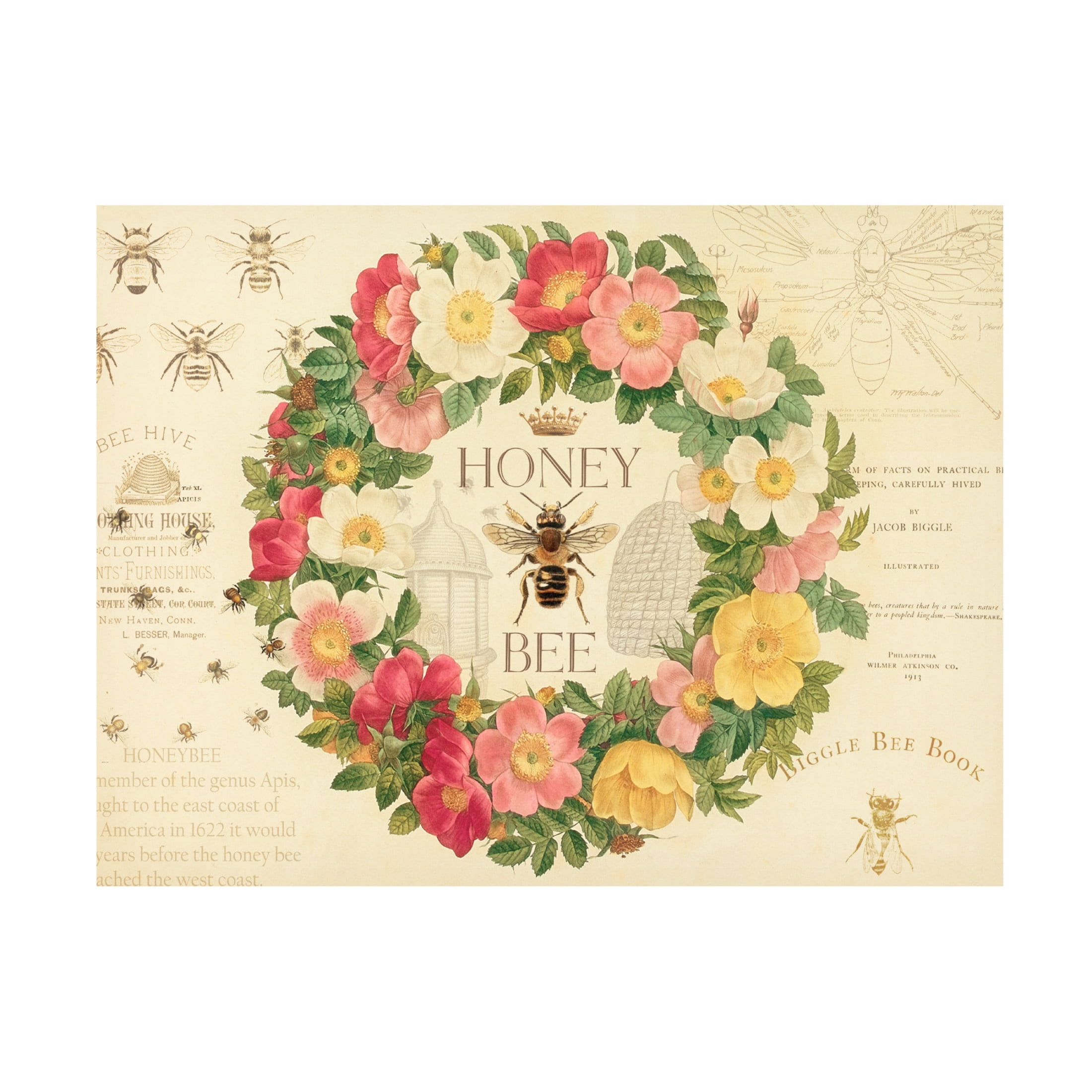 Canvas Wall Art - Cora Niele 'Honey Bee' Wall Art for Living Room, Bedroom, or Office Décor by Trademark Fine Art - 19 x 14 Inches