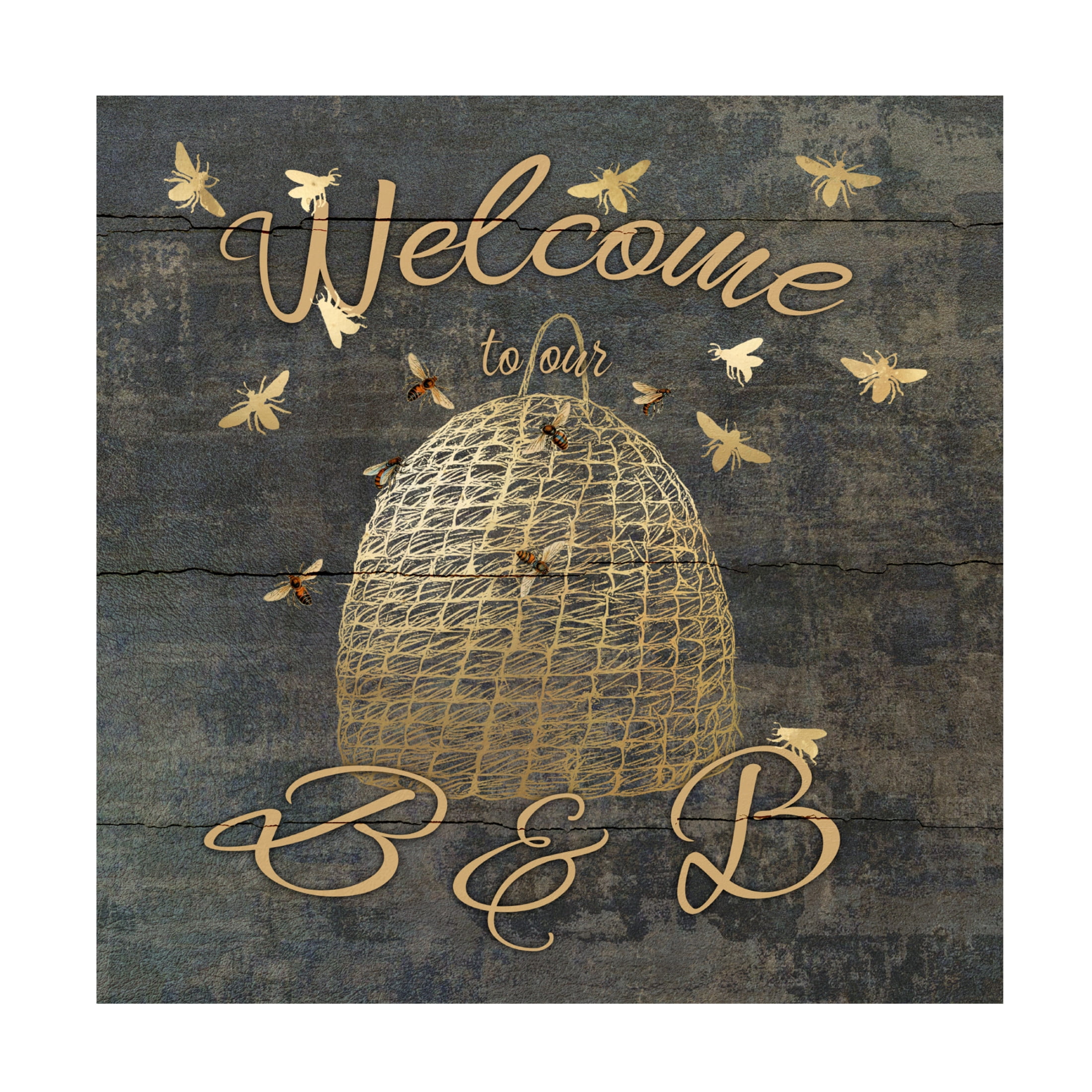 Canvas Wall Art - Cora Niele 'Welcome to our B and B' Wall Art for Living Room, Bedroom, or Office Décor by Trademark Fine Art - 24 x 24 Inches
