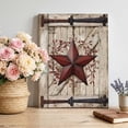 thumbnail image 1 of Canvas Wall Art Country Star Canvas Art Print Vintage Dark Black Red Star Berry Beige Barn Gate Pictures Wall Decor for Living Room Bedroom Artwork Decorations Stretched Framed Ready to Hang 8"x10", 1 of 9