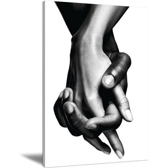 Canvas Wall Art Couple Hand In Hand Canvas Print Artwork Lover Wall Art Paintings Framed Ready to Hang for Living Room Dinning Room Bedroom Bathroom Home Decor 12x18inch