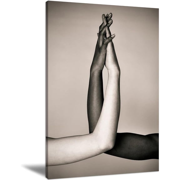 Canvas Wall Art Couple Holding Hands Canvas Print Artwork Lover Wall Art Paintings Framed Ready to Hang for Living Room Dinning Room Bedroom Bathroom Home Decor 12x18inch