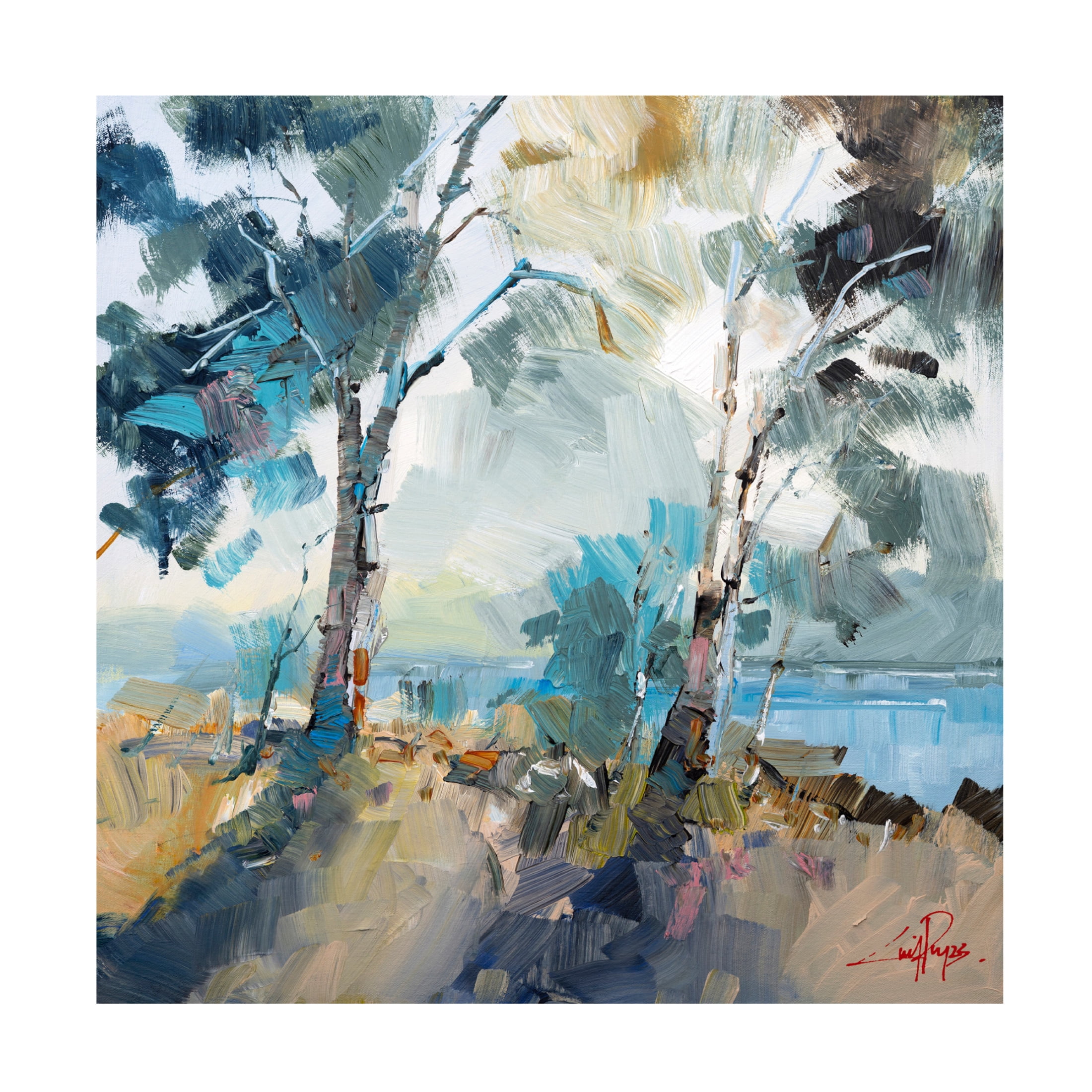 Canvas Wall Art - Craig Trewin Penny 'Aspendale Walk' Wall Art for Living Room, Bedroom, or Office Décor by Trademark Fine Art - 35 x 35 Inches