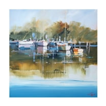 Canvas Wall Art - Craig Trewin Penny 'Still Moorings, Metung' Wall Art for Living Room, Bedroom, or Office Décor by Trademark Fine Art - 14 x 14 Inches