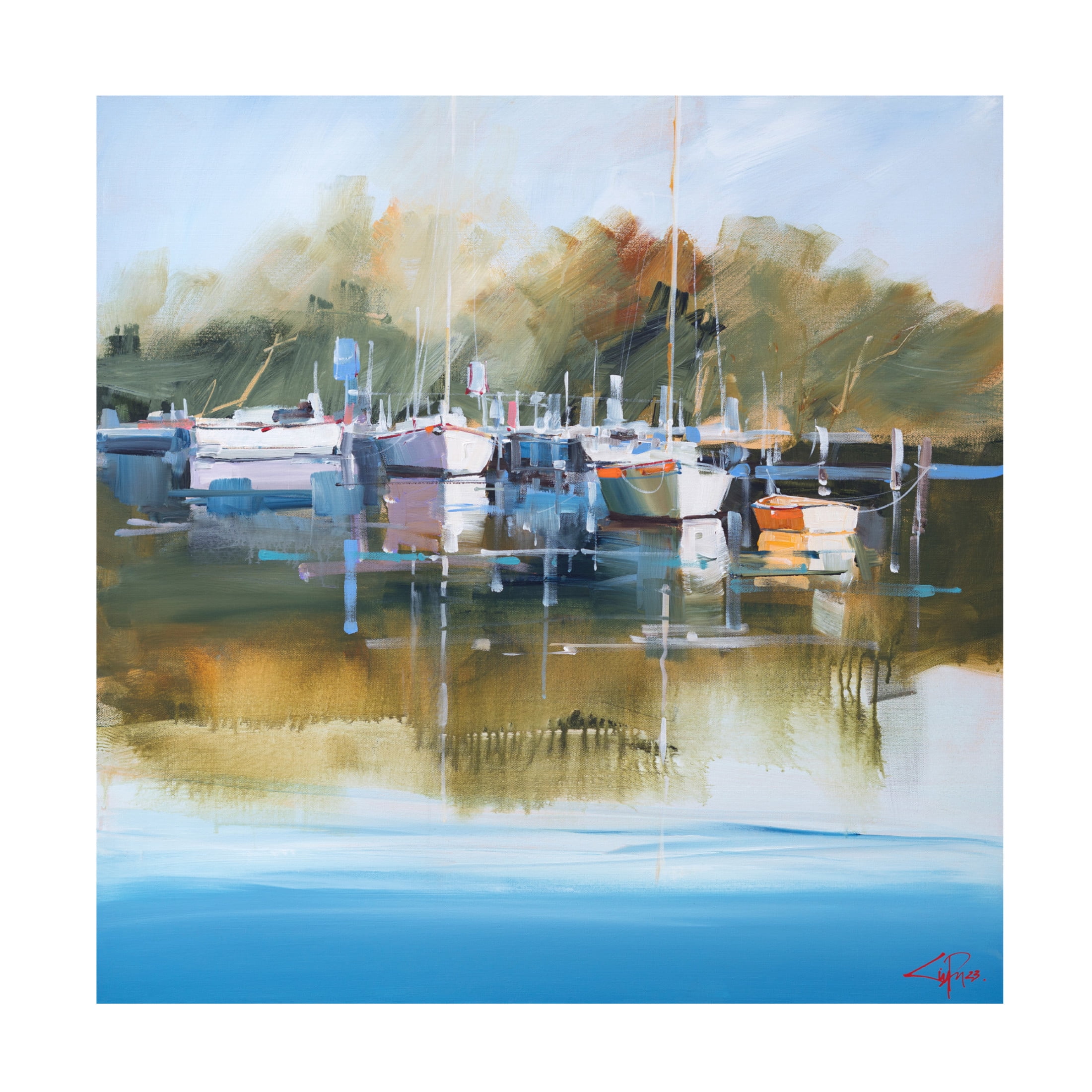 Canvas Wall Art - Craig Trewin Penny 'Still Moorings, Metung' Wall Art for Living Room, Bedroom, or Office Décor by Trademark Fine Art - 35 x 35 Inches