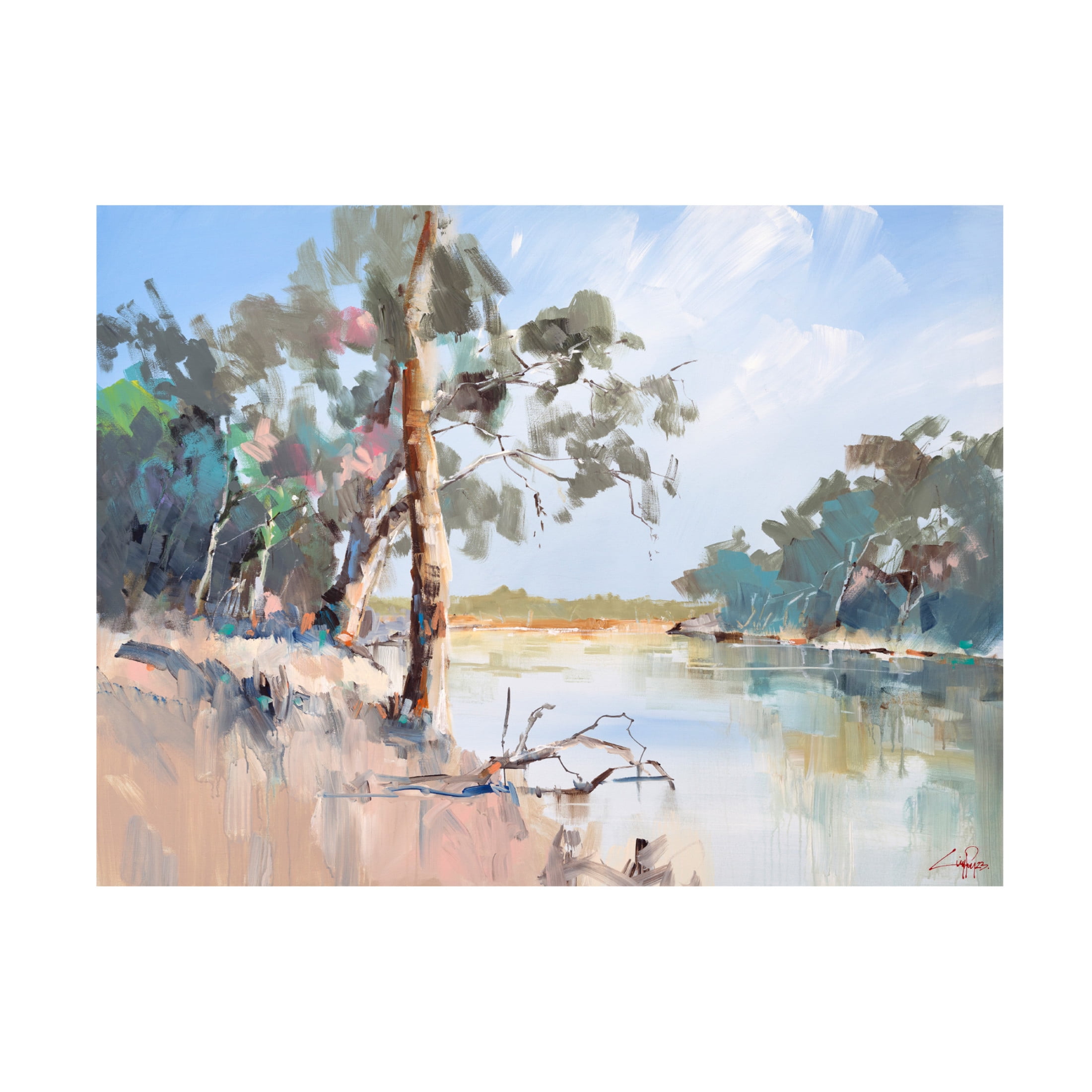 Canvas Wall Art - Craig Trewin Penny 'Summer River, The Murray 2' Wall Art for Living Room, Bedroom, or Office Décor by Trademark Fine Art - 24 x 18 Inches