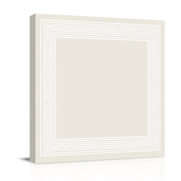 Canvas Wall Art, Cream Greek Key Framed Canvas Prints for Bathroom Kitchen, Geometric Greece Ancient Farmhouse Geo Gallery Wrapped Wall Decor for Home Office, Gifts, 10"x10" Ship Next Day