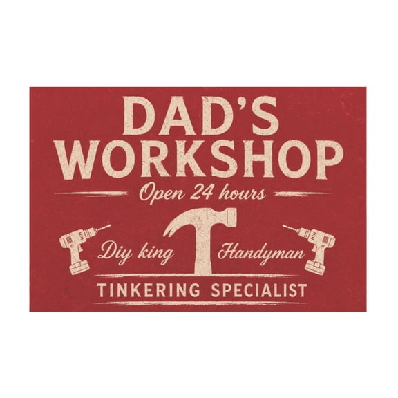 Canvas Wall Art Dad's Workshop Funny Mechanic Man Cave Wrench Wall Decor Father's Day Gift 12x18 in