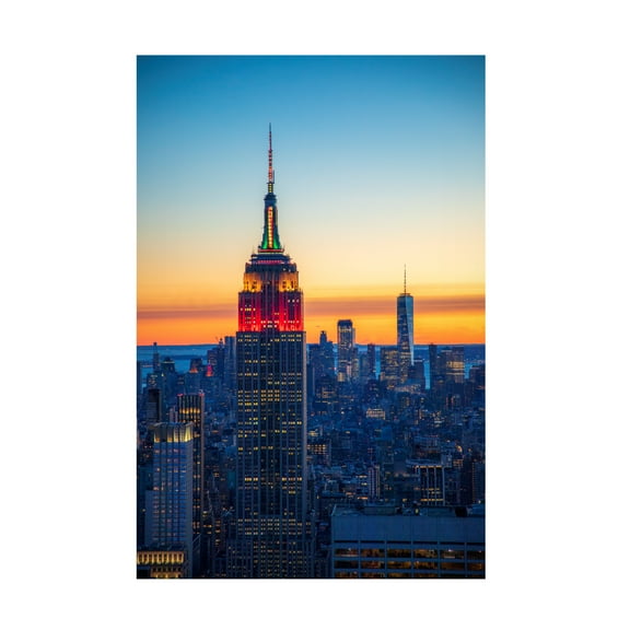 Canvas Wall Art - Danny Gao 'Blue Manhattan' Wall Art for Living Room, Bedroom, or Office Décor by Trademark Fine Art - 30 x 47 Inches