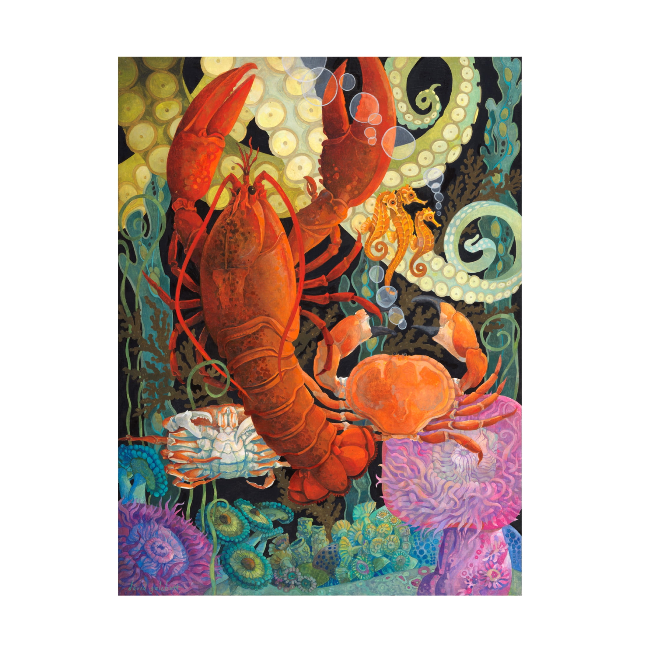 Canvas Wall Art - David Galchutt 'Lobster Dance' Wall Art for Living Room, Bedroom, or Office Décor by Trademark Fine Art - 35 x 47 Inches
