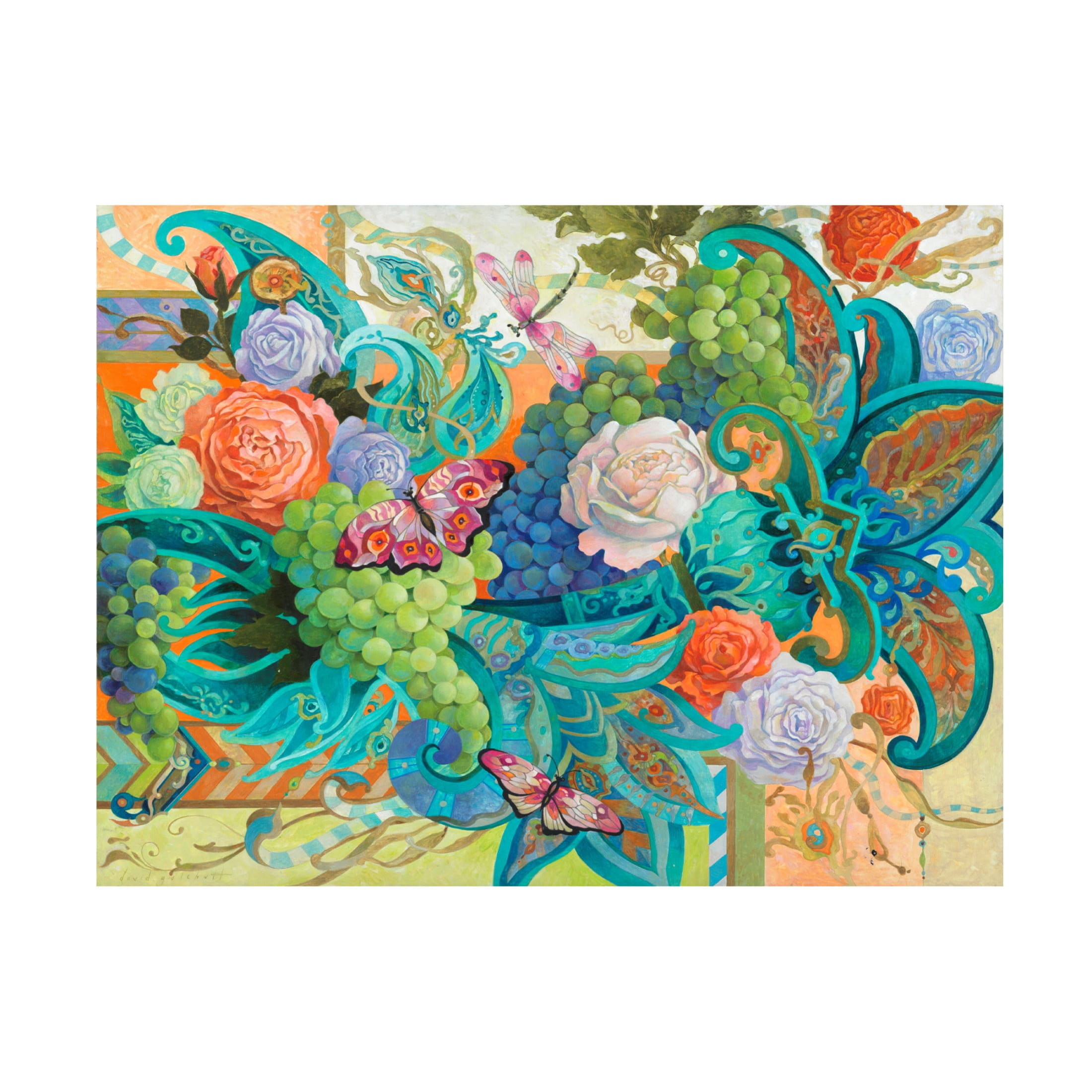 Canvas Wall Art - David Galchutt 'The Magical Vineyard' Wall Art for Living Room, Bedroom, or Office Décor by Trademark Fine Art - 32 x 24 Inches