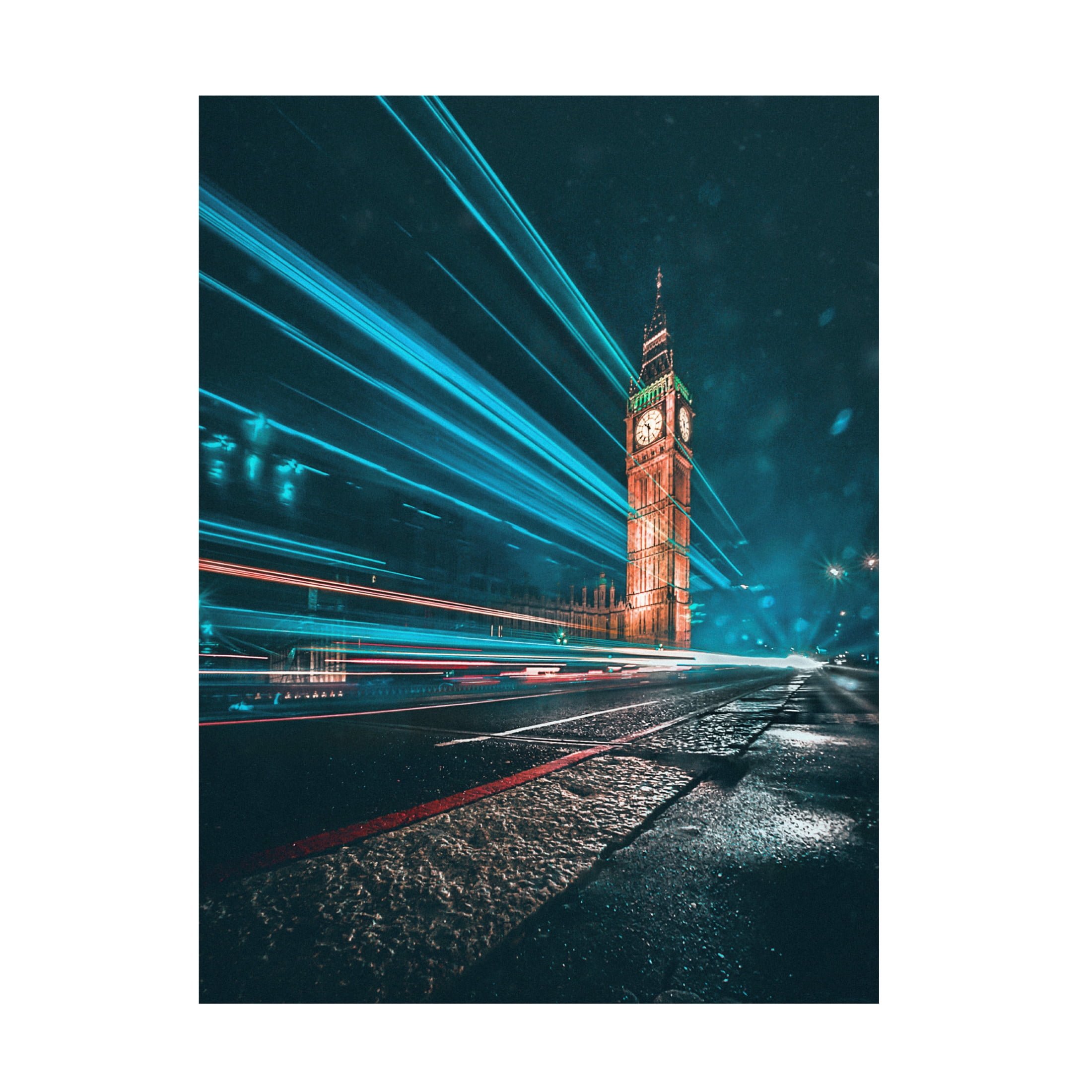 Canvas Wall Art - David George 'Big Ben Night Trails' Wall Art for Living Room, Bedroom, or Office D?cor by Trademark Fine Art - 18 x 24 Inches