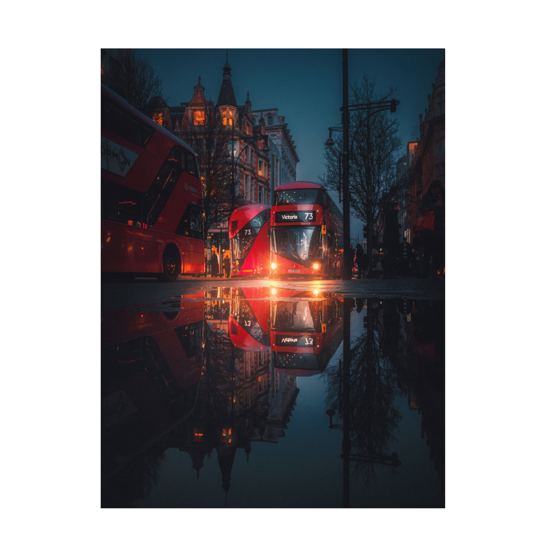 Canvas Wall Art - David George 'London Night Reflections' Wall Art for Living Room, Bedroom, or Office Décor by Trademark Fine Art - 18 x 24 Inches