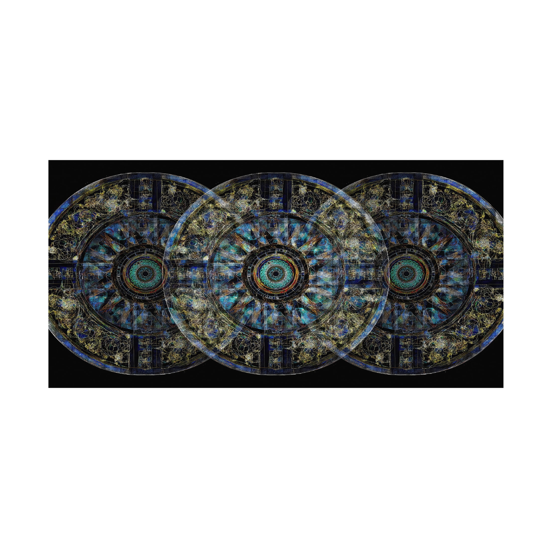 Canvas Wall Art - David Manlove 'Aztec Sun' Wall Art for Living Room, Bedroom, or Office Décor by Trademark Fine Art - 32 x 16 Inches