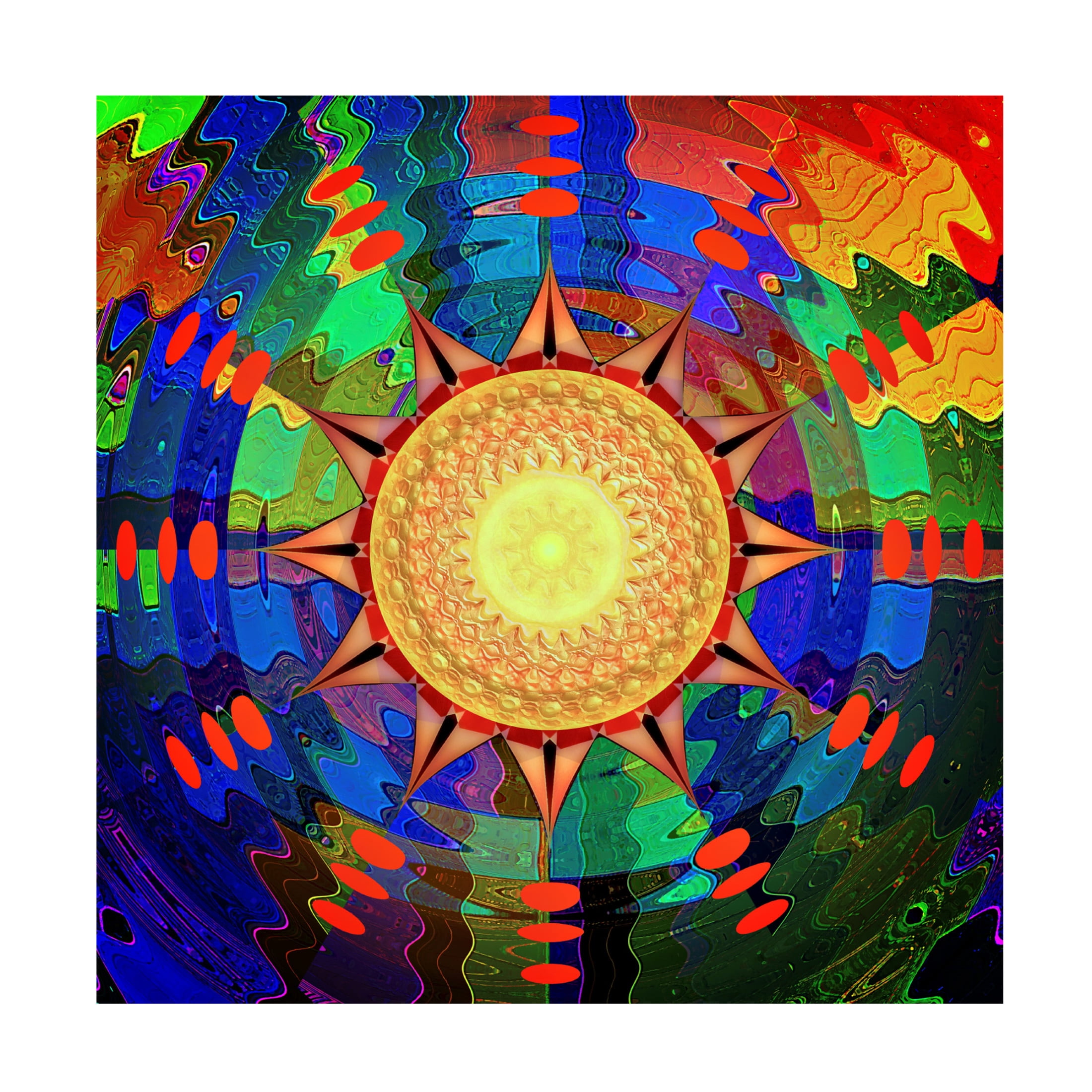 Canvas Wall Art - David Manlove 'Boho 4U Clock' Wall Art for Living Room, Bedroom, or Office Décor by Trademark Fine Art - 35 x 35 Inches