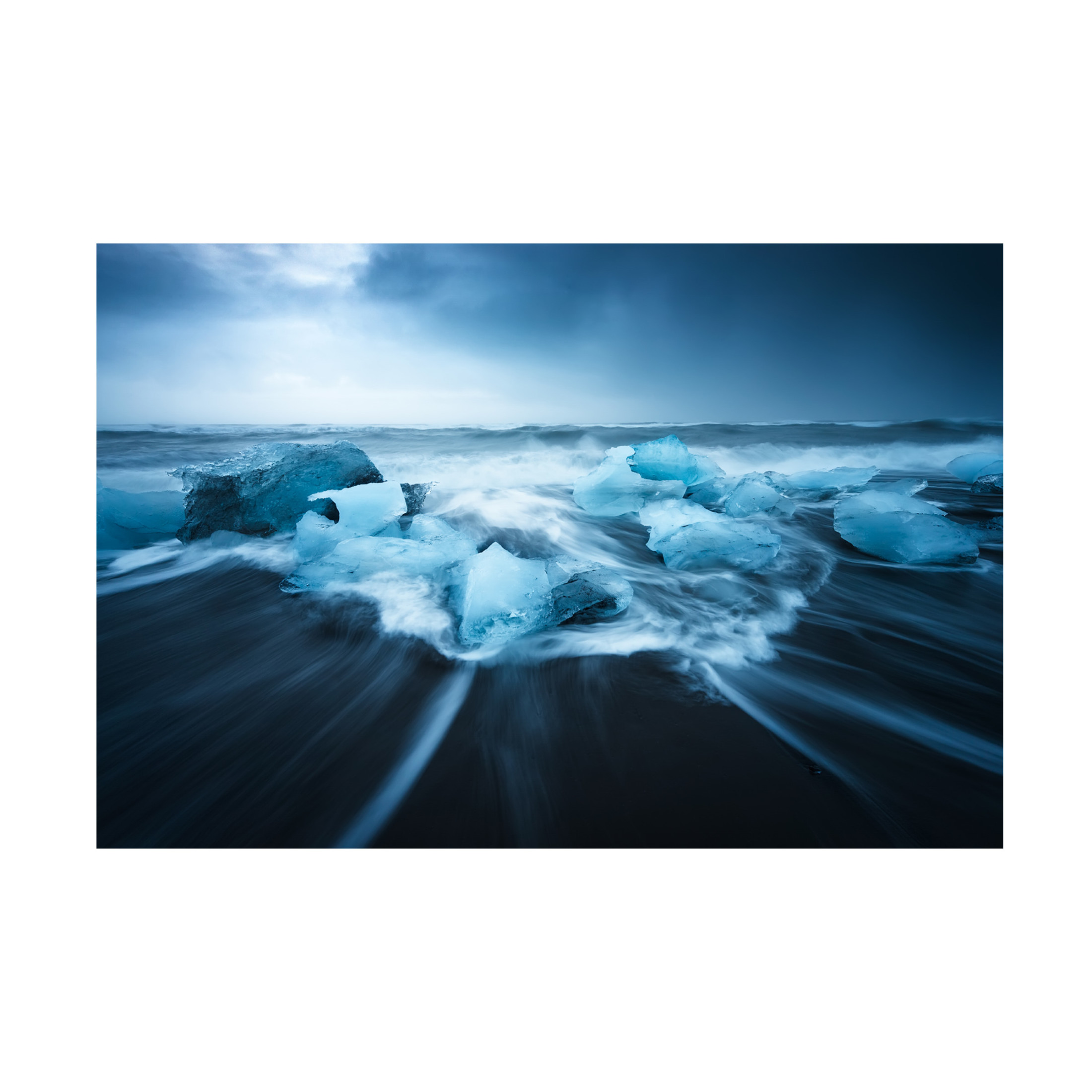 Canvas Wall Art - David Martin Castan 'Blue Ice' Wall Art for Living Room, Bedroom, or Office Décor by Trademark Fine Art - 47 x 30 Inches
