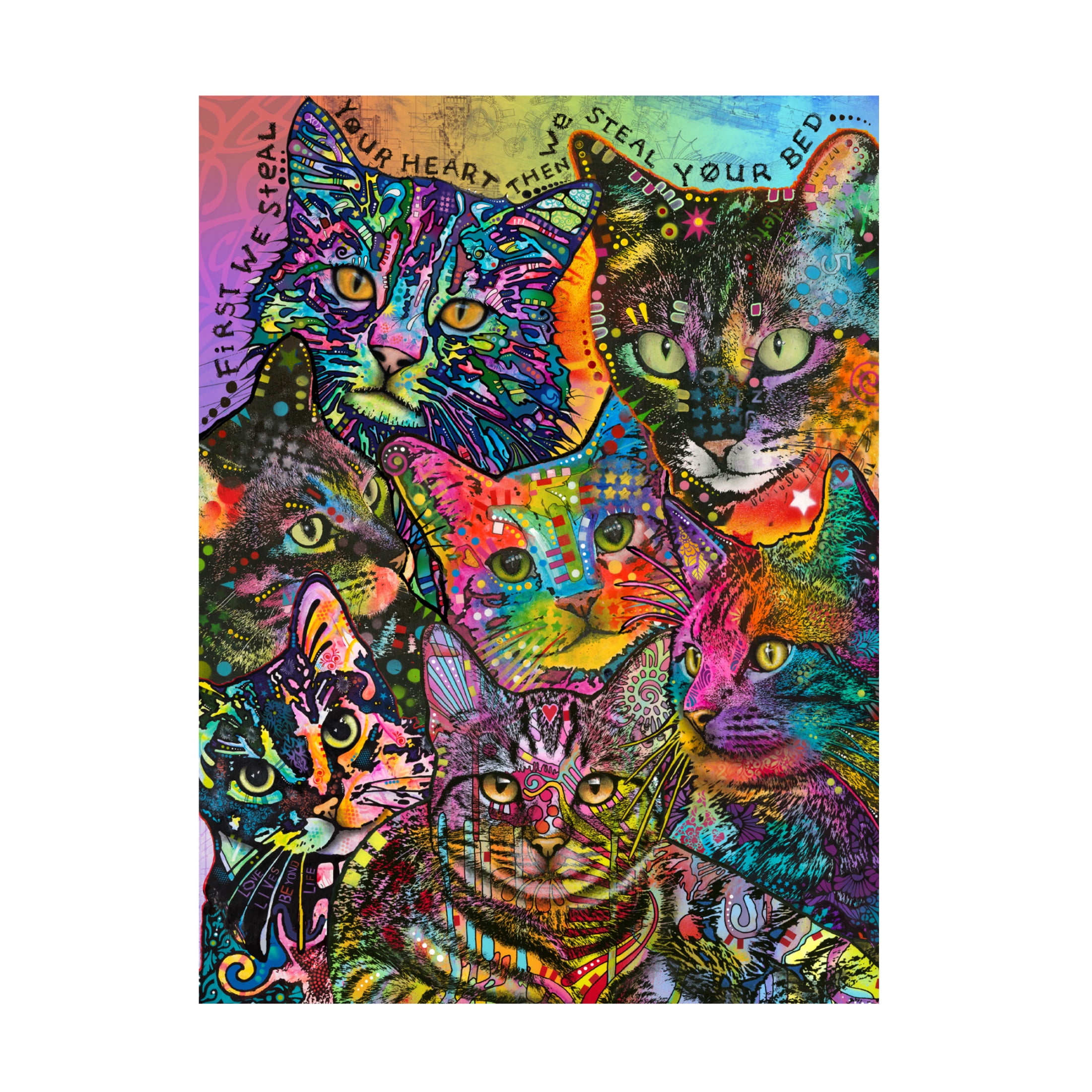 Canvas Wall Art - Dean Russo 'Bed Cats' Wall Art for Living Room, Bedroom, or Office Décor by Trademark Fine Art - 35 x 47 Inches