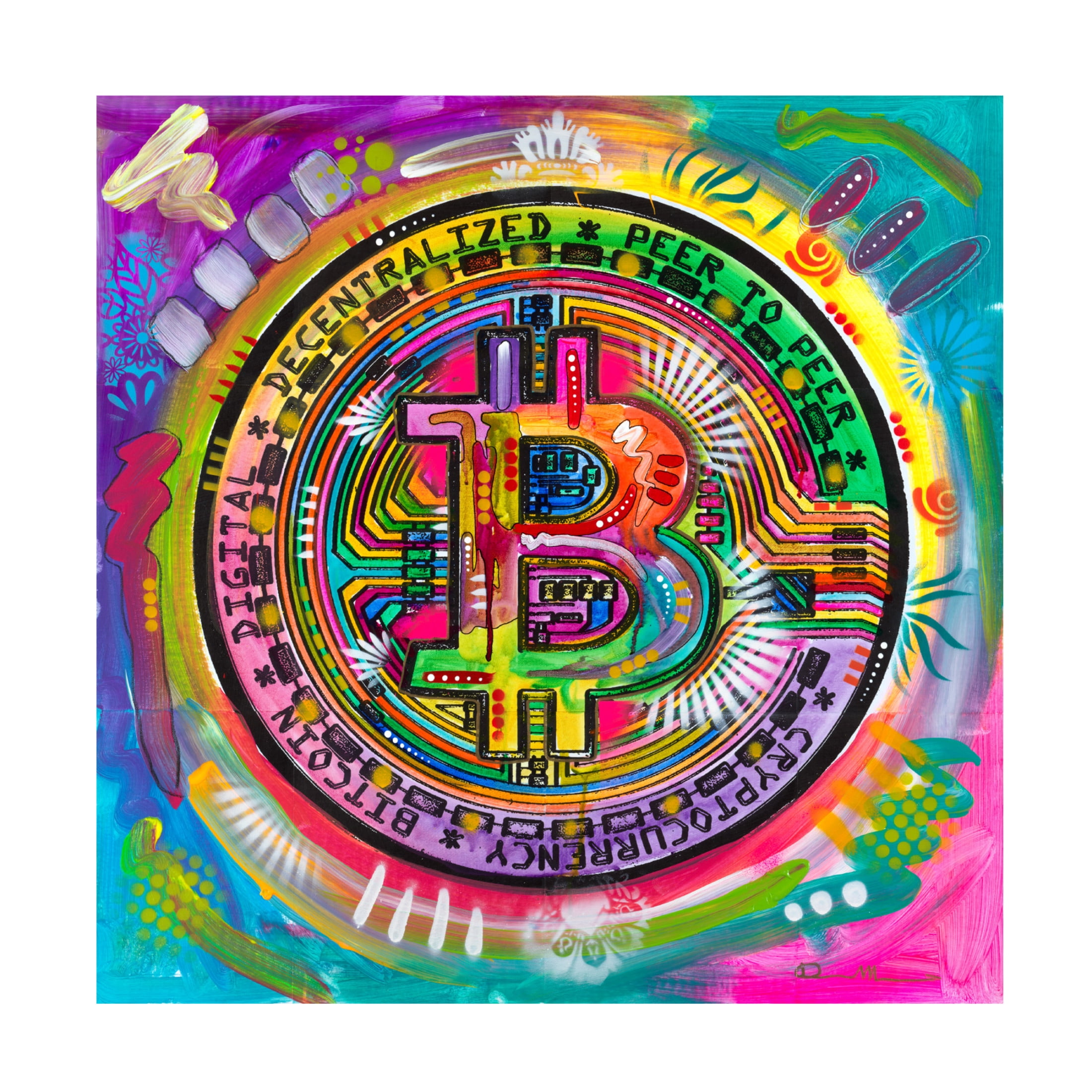 Canvas Wall Art - Dean Russo 'Bitcoin' Wall Art for Living Room, Bedroom, or Office Décor by Trademark Fine Art - 18 x 18 Inches