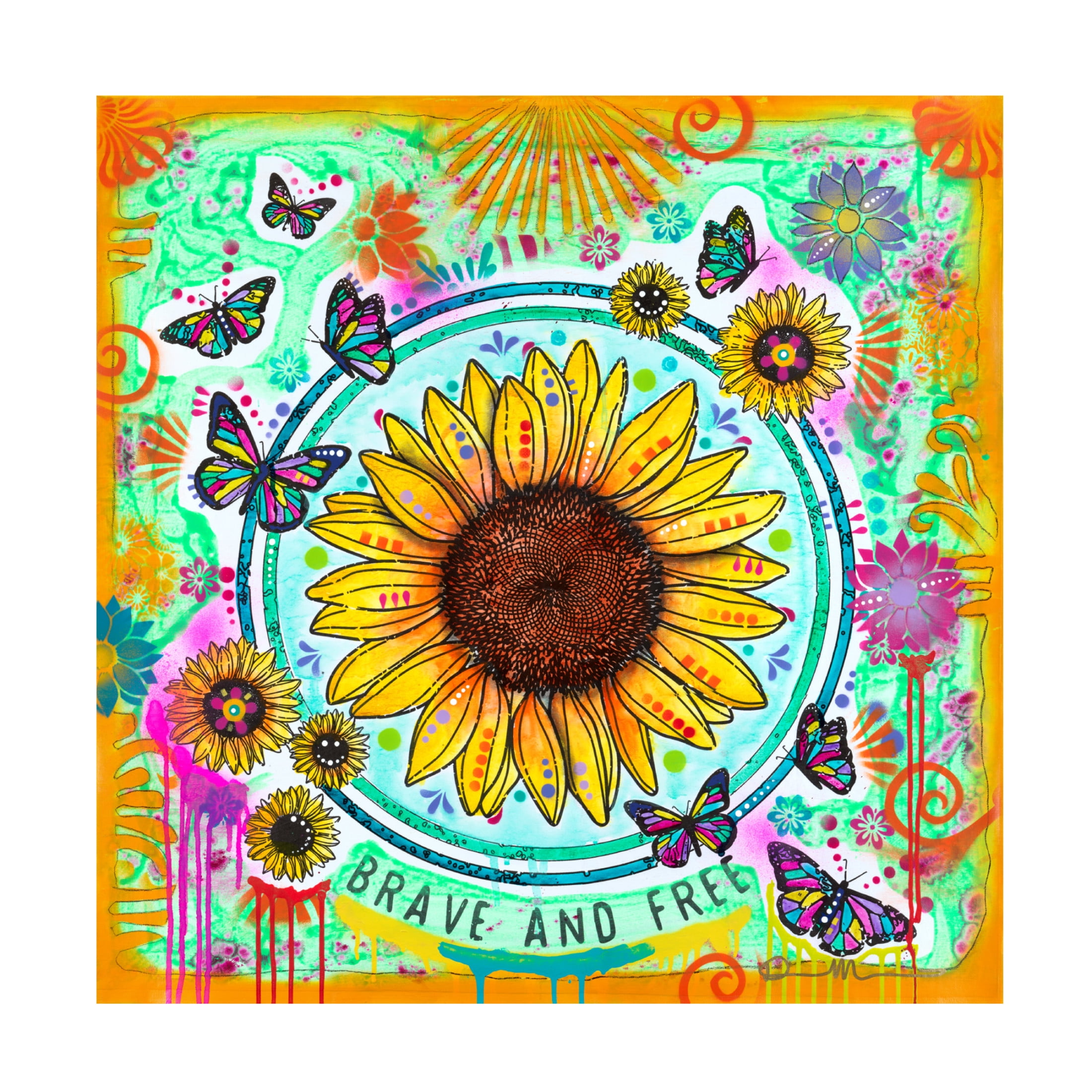 Canvas Wall Art - Dean Russo 'Brave and Free' Wall Art for Living Room, Bedroom, or Office Décor by Trademark Fine Art - 35 x 35 Inches