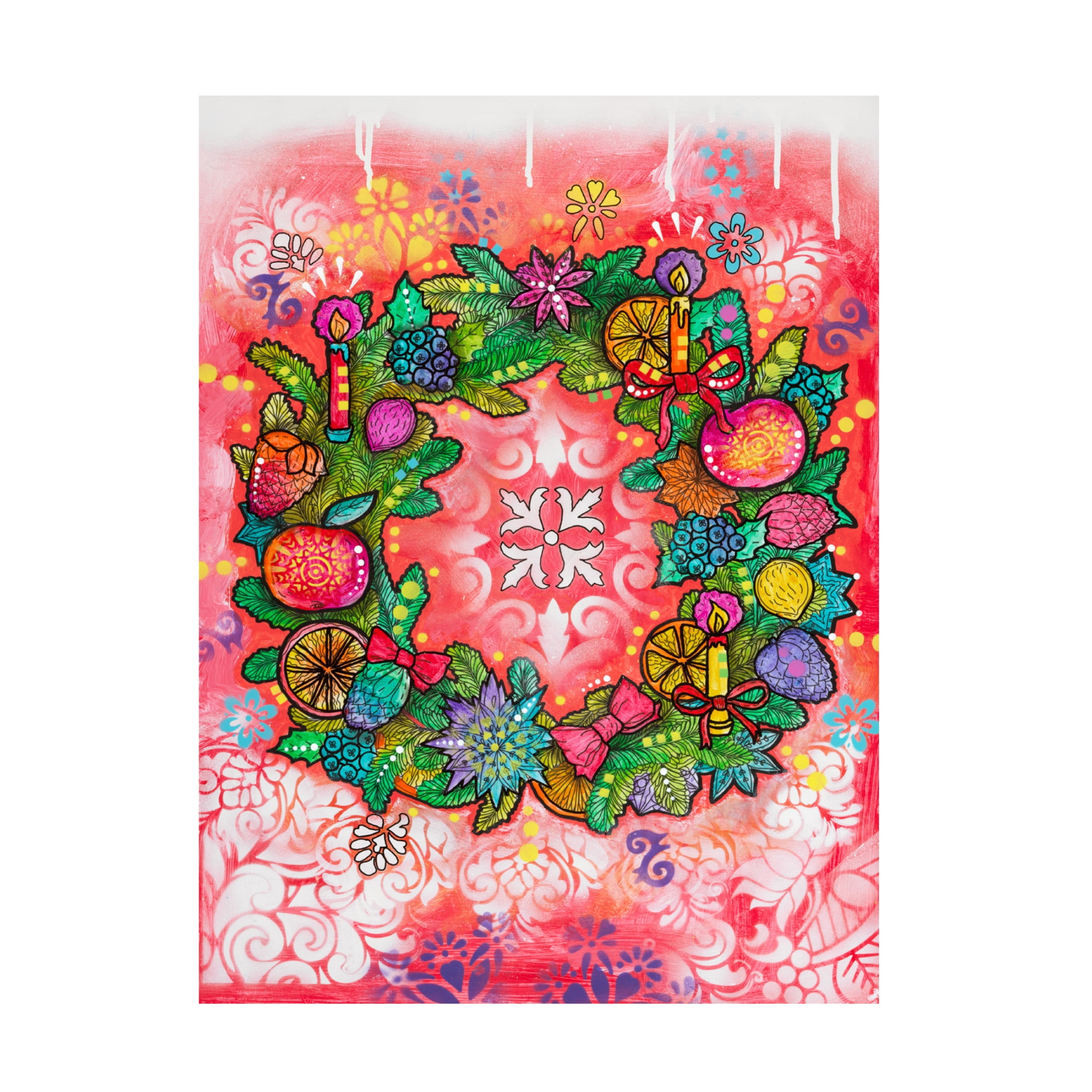 Canvas Wall Art - Dean Russo 'Citrus Wreath' Wall Art for Living Room, Bedroom, or Office Décor by Trademark Fine Art - 35 x 47 Inches