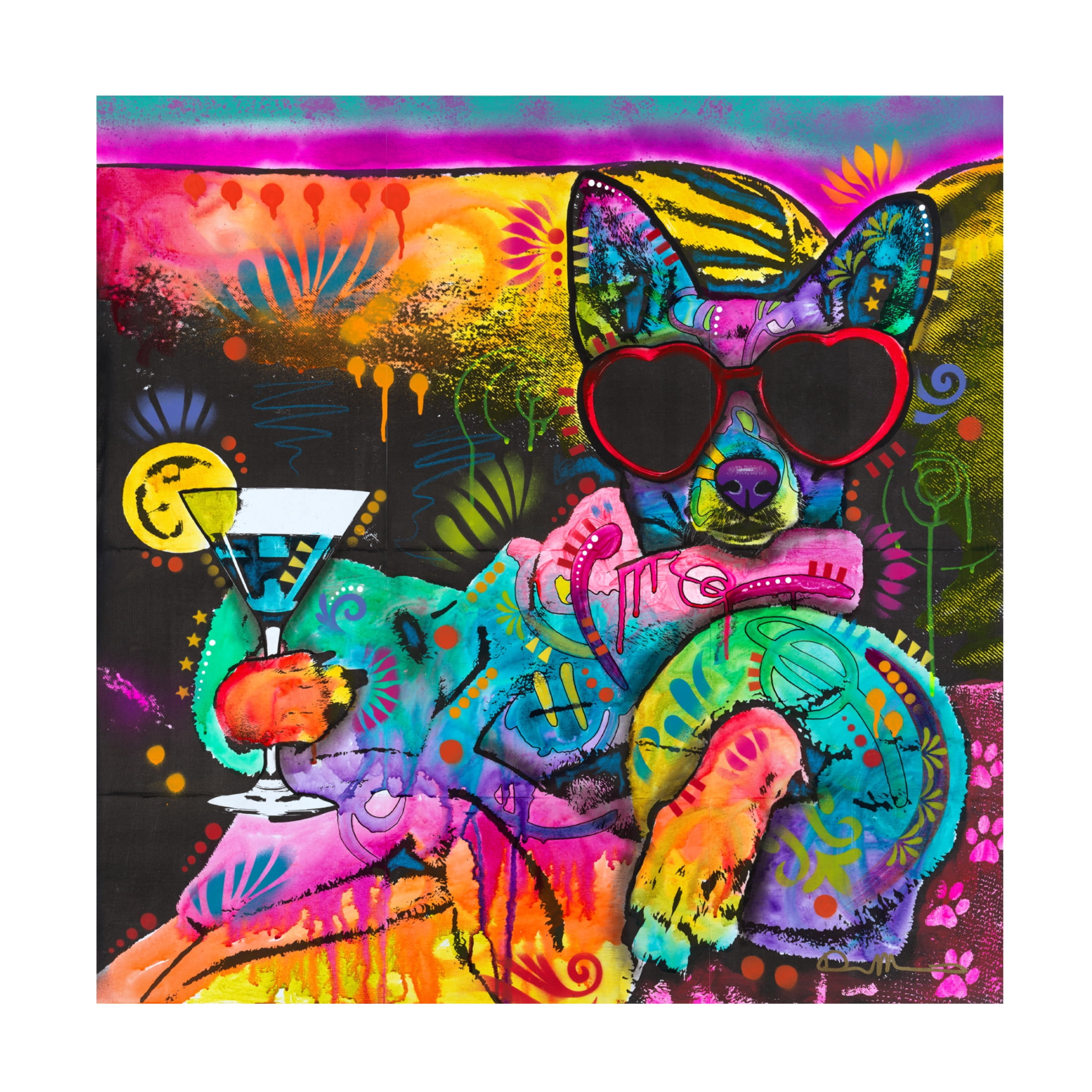Canvas Wall Art - Dean Russo 'Cool Pup 2' Wall Art for Living Room, Bedroom, or Office Décor by Trademark Fine Art - 35 x 35 Inches