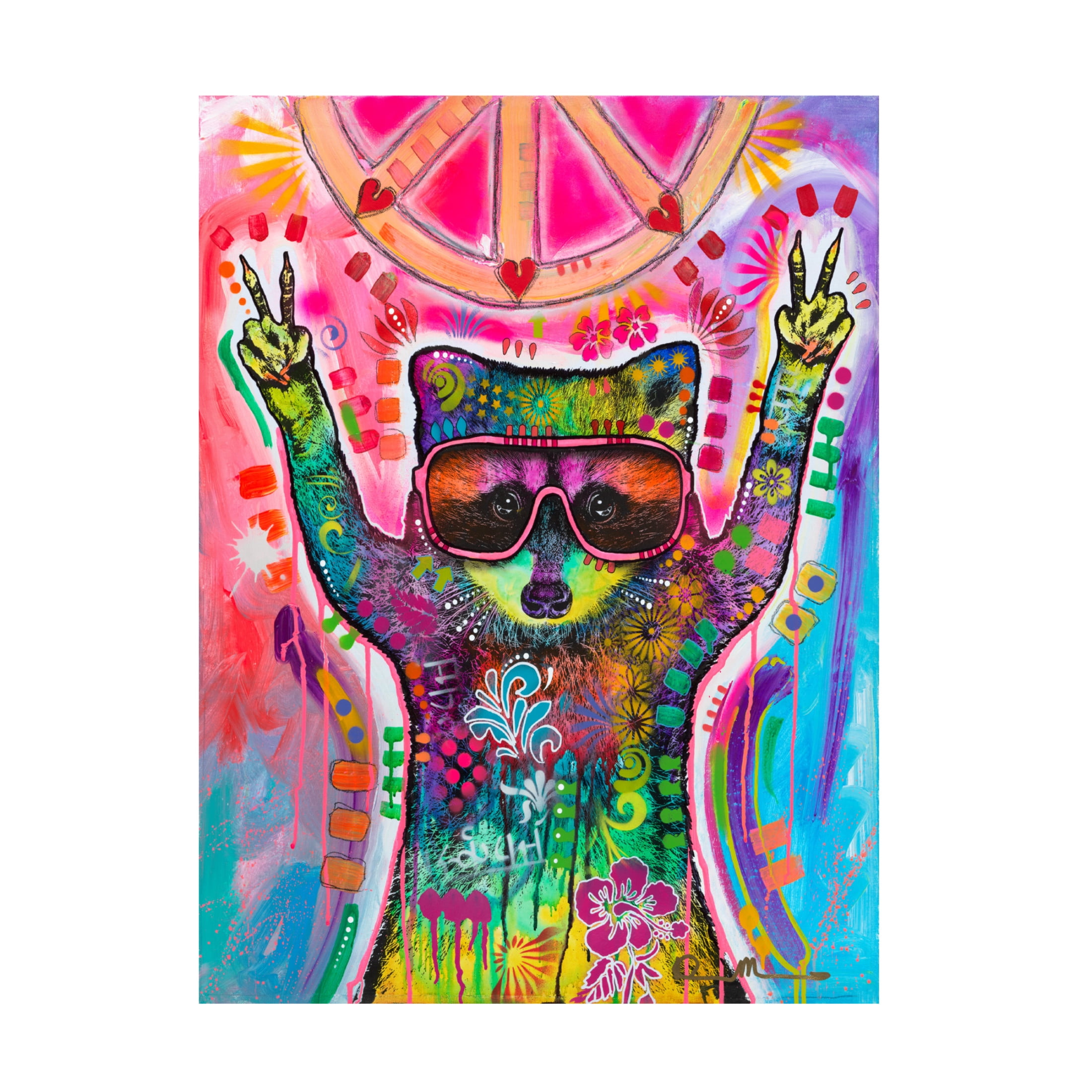Canvas Wall Art - Dean Russo 'Cosmic Trash Panda for Universal Peace' Wall Art for Living Room, Bedroom, or Office Décor by Trademark Fine Art - 35 x 47 Inches