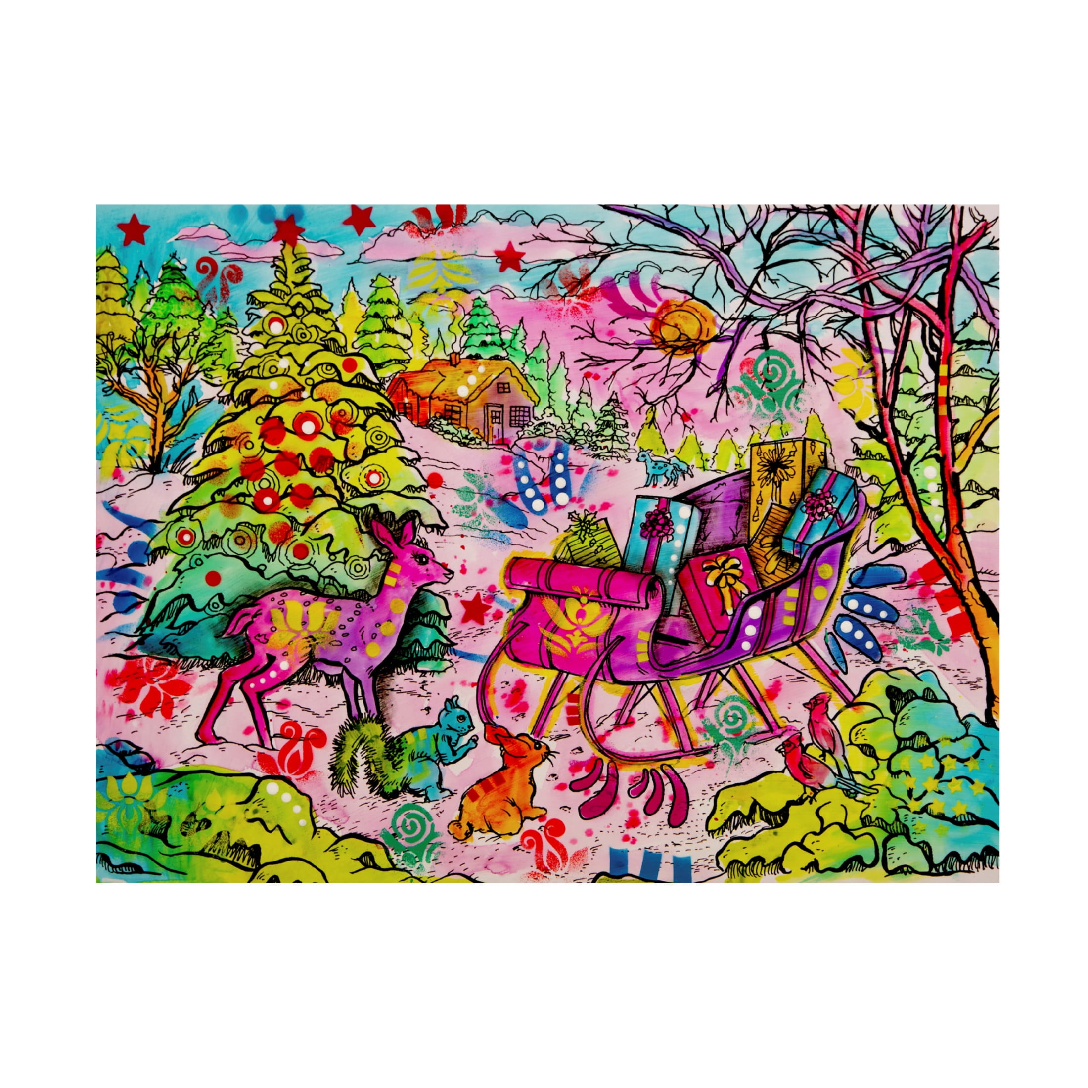Canvas Wall Art - Dean Russo 'Deans Christmas Sleigh' Wall Art for Living Room, Bedroom, or Office Décor by Trademark Fine Art - 47 x 35 Inches