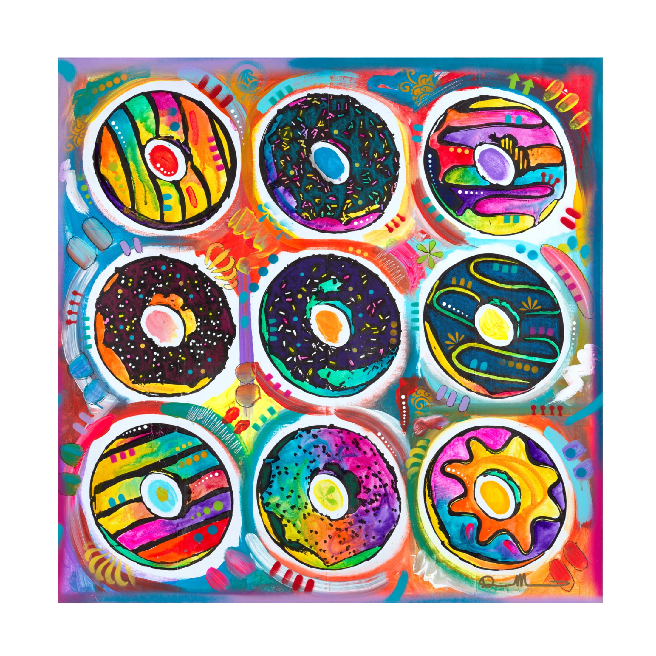 Canvas Wall Art - Dean Russo 'Doughnuts' Wall Art for Living Room, Bedroom, or Office Décor by Trademark Fine Art - 18 x 18 Inches