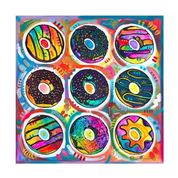 Canvas Wall Art - Dean Russo 'Doughnuts' Wall Art for Living Room, Bedroom, or Office Décor by Trademark Fine Art - 24 x 24 Inches