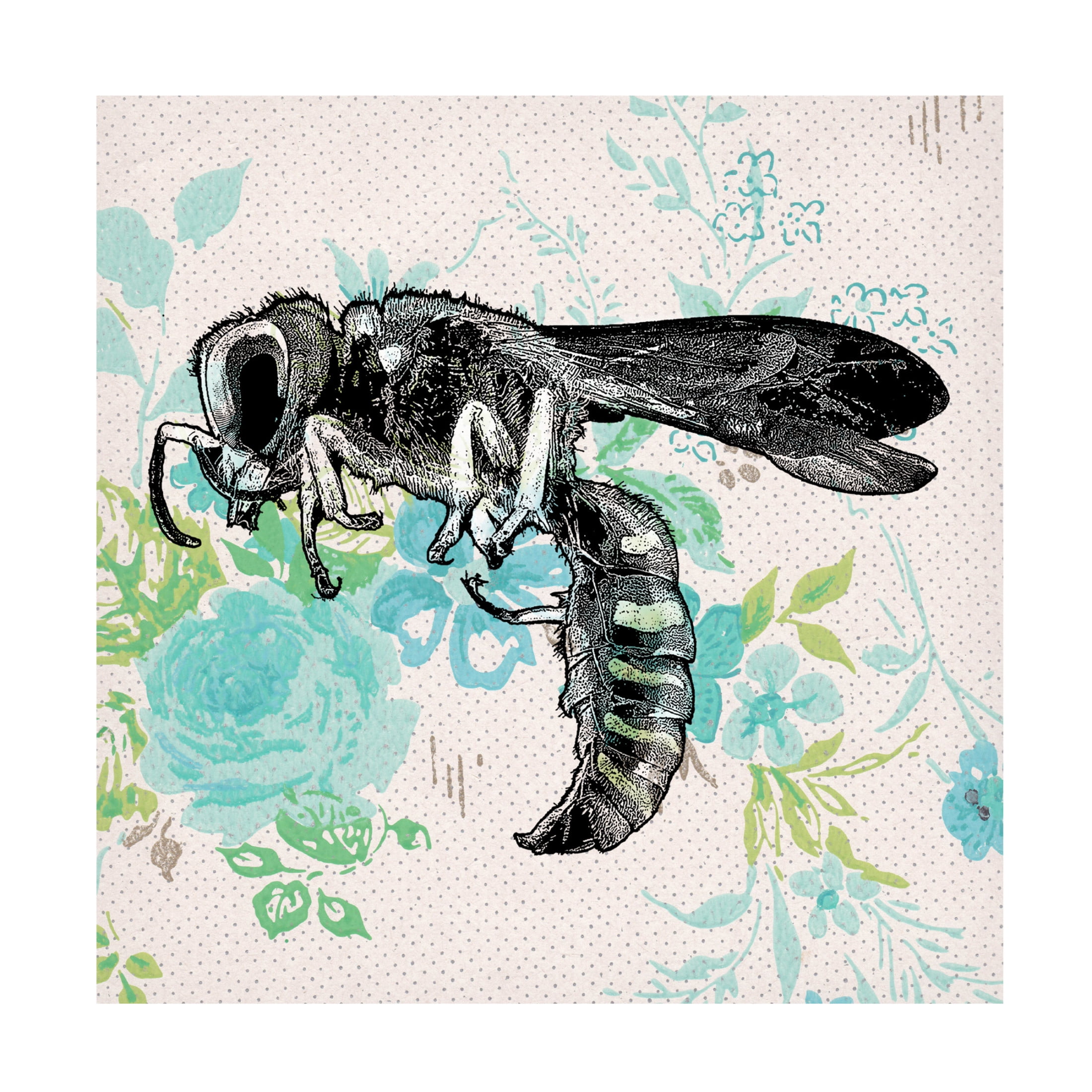 Canvas Wall Art - Dean Russo- Exclusive 'Bee Wallpaper Square' Wall Art for Living Room, Bedroom, or Office Décor by Trademark Fine Art - 24 x 24 Inches