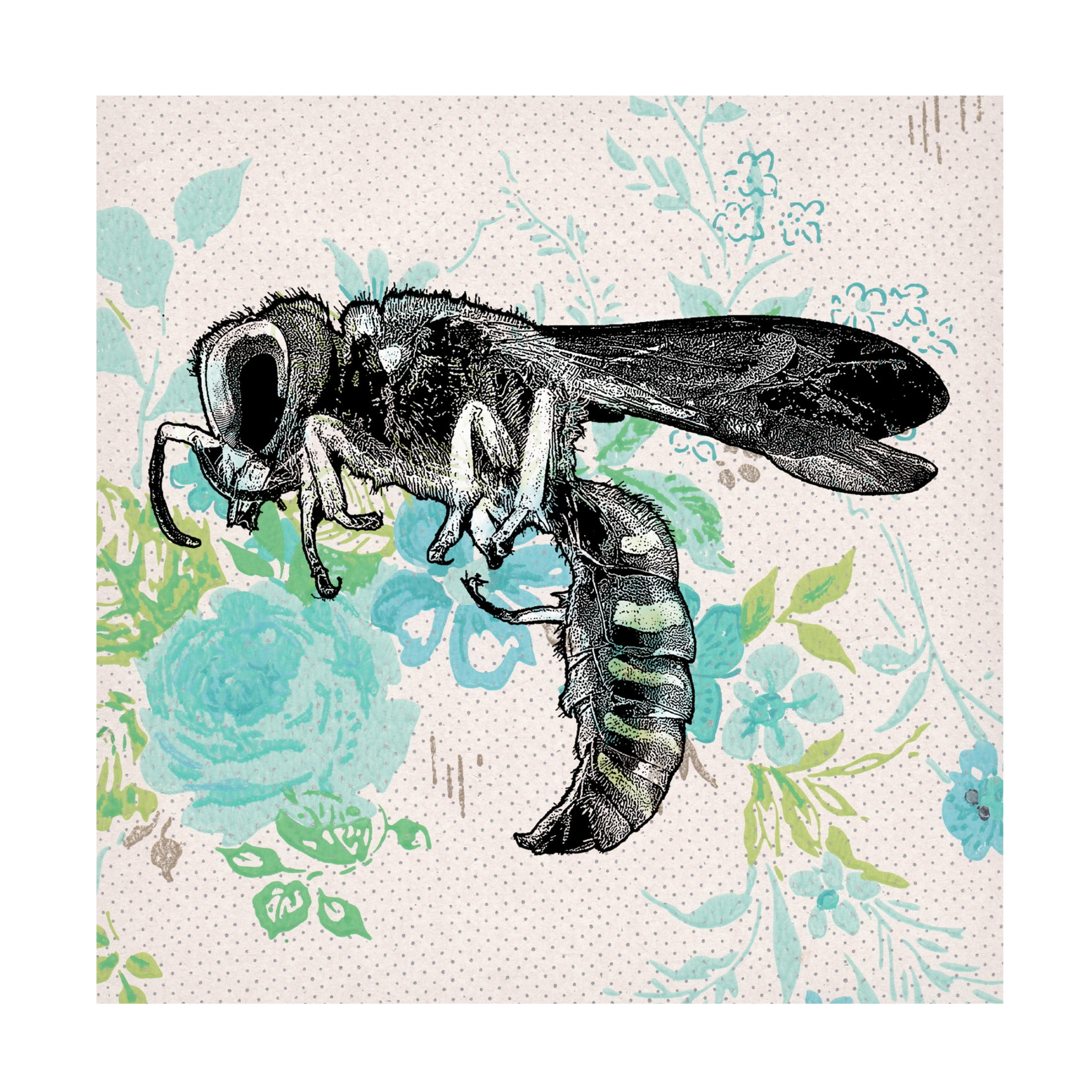 Canvas Wall Art - Dean Russo- Exclusive 'Bee Wallpaper Square' Wall Art for Living Room, Bedroom, or Office Décor by Trademark Fine Art - 35 x 35 Inches