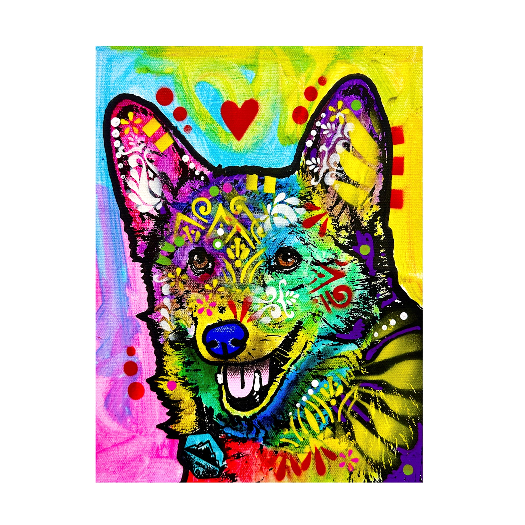 Canvas Wall Art - Dean Russo- Exclusive 'Happy Corg' Wall Art for Living Room, Bedroom, or Office Décor by Trademark Fine Art - 24 x 32 Inches