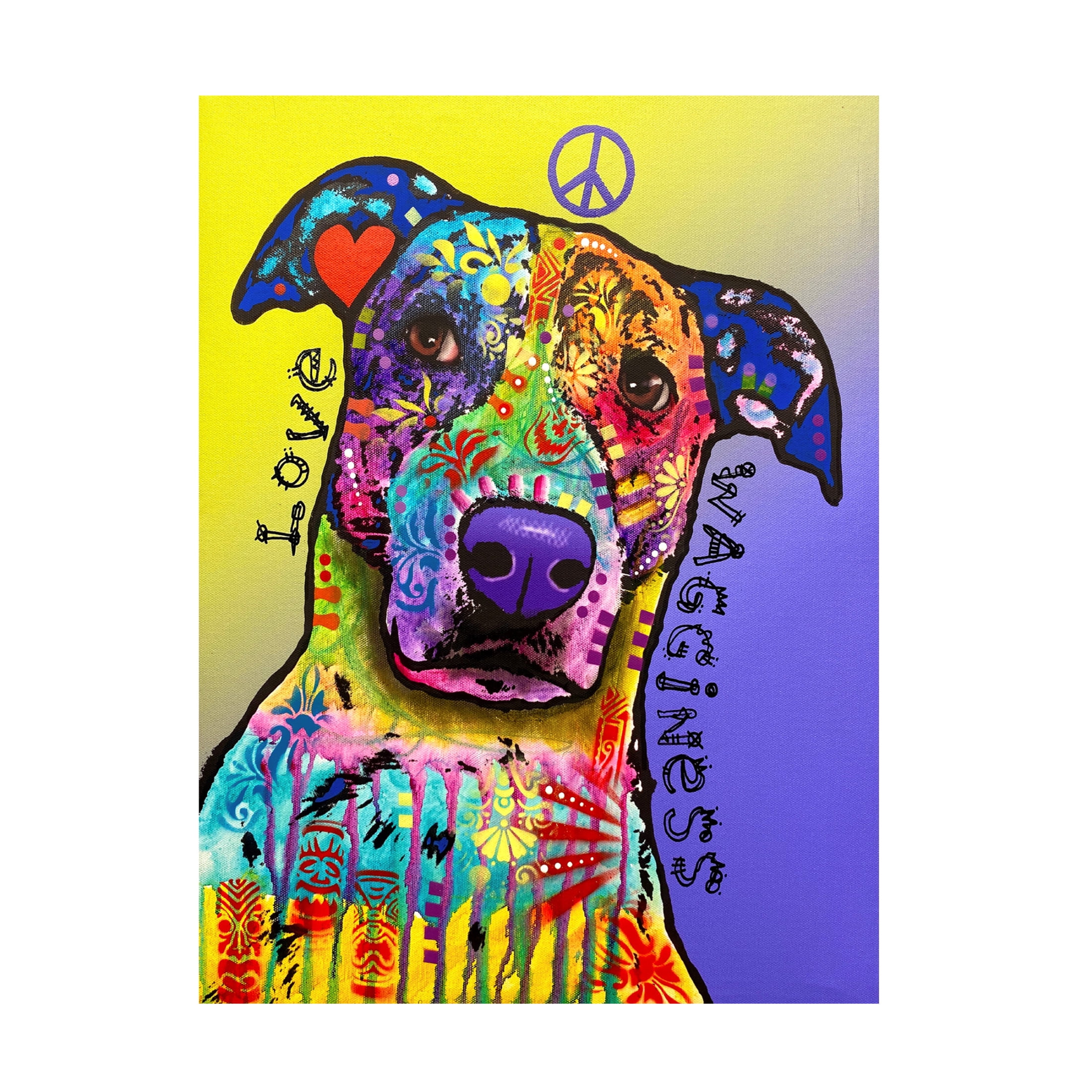 Canvas Wall Art - Dean Russo- Exclusive 'Peace, Love, Wagginess' Wall Art for Living Room, Bedroom, or Office Décor by Trademark Fine Art - 35 x 47 Inches
