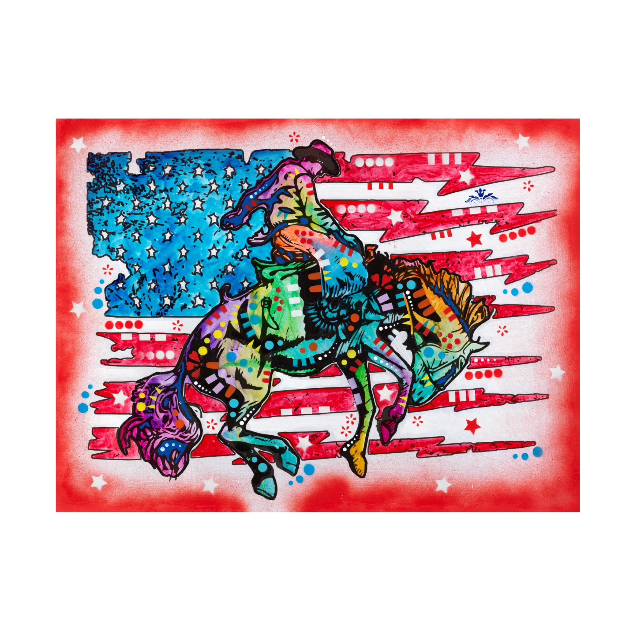 Canvas Wall Art - Dean Russo- Exclusive 'Ride Em Cowboy' Wall Art for Living Room, Bedroom, or Office Décor by Trademark Fine Art - 24 x 18 Inches