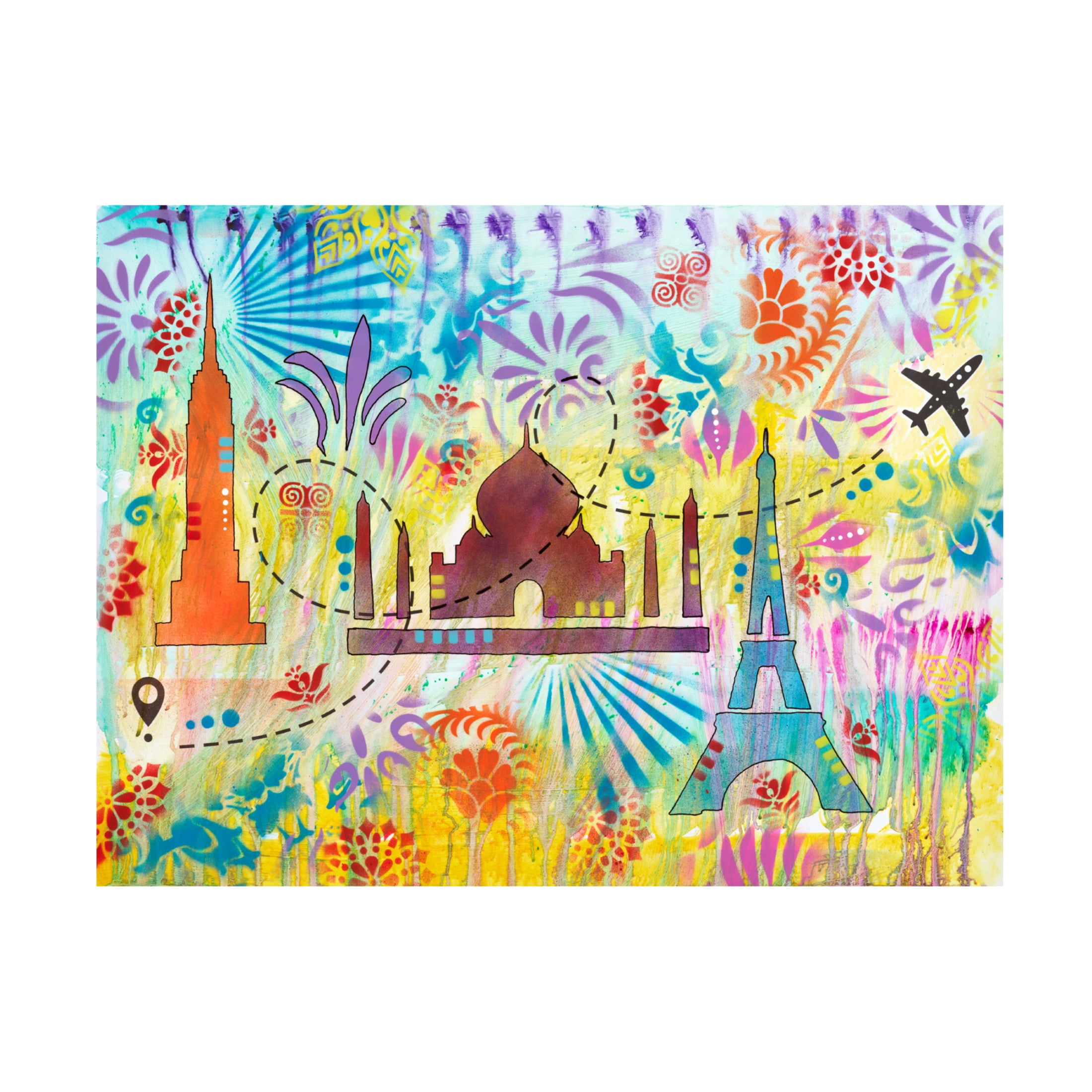 Canvas Wall Art - Dean Russo- Exclusive 'World Landmarks' Wall Art for Living Room, Bedroom, or Office Décor by Trademark Fine Art - 24 x 18 Inches
