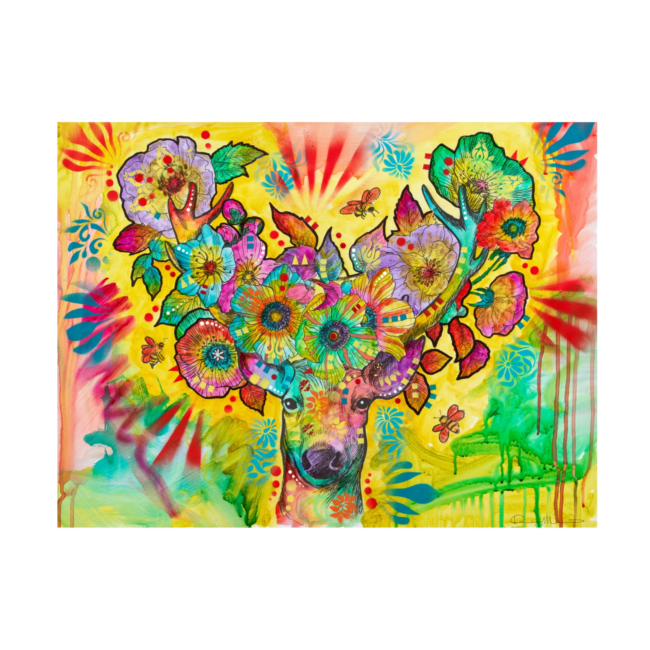Canvas Wall Art - Dean Russo 'Flower Buck' Wall Art for Living Room, Bedroom, or Office Décor by Trademark Fine Art - 19 x 14 Inches