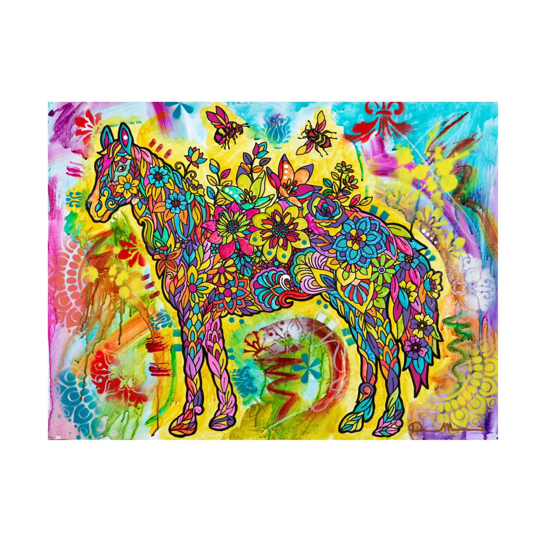 Canvas Wall Art - Dean Russo 'Flower Horses' Wall Art for Living Room, Bedroom, or Office Décor by Trademark Fine Art - 32 x 24 Inches