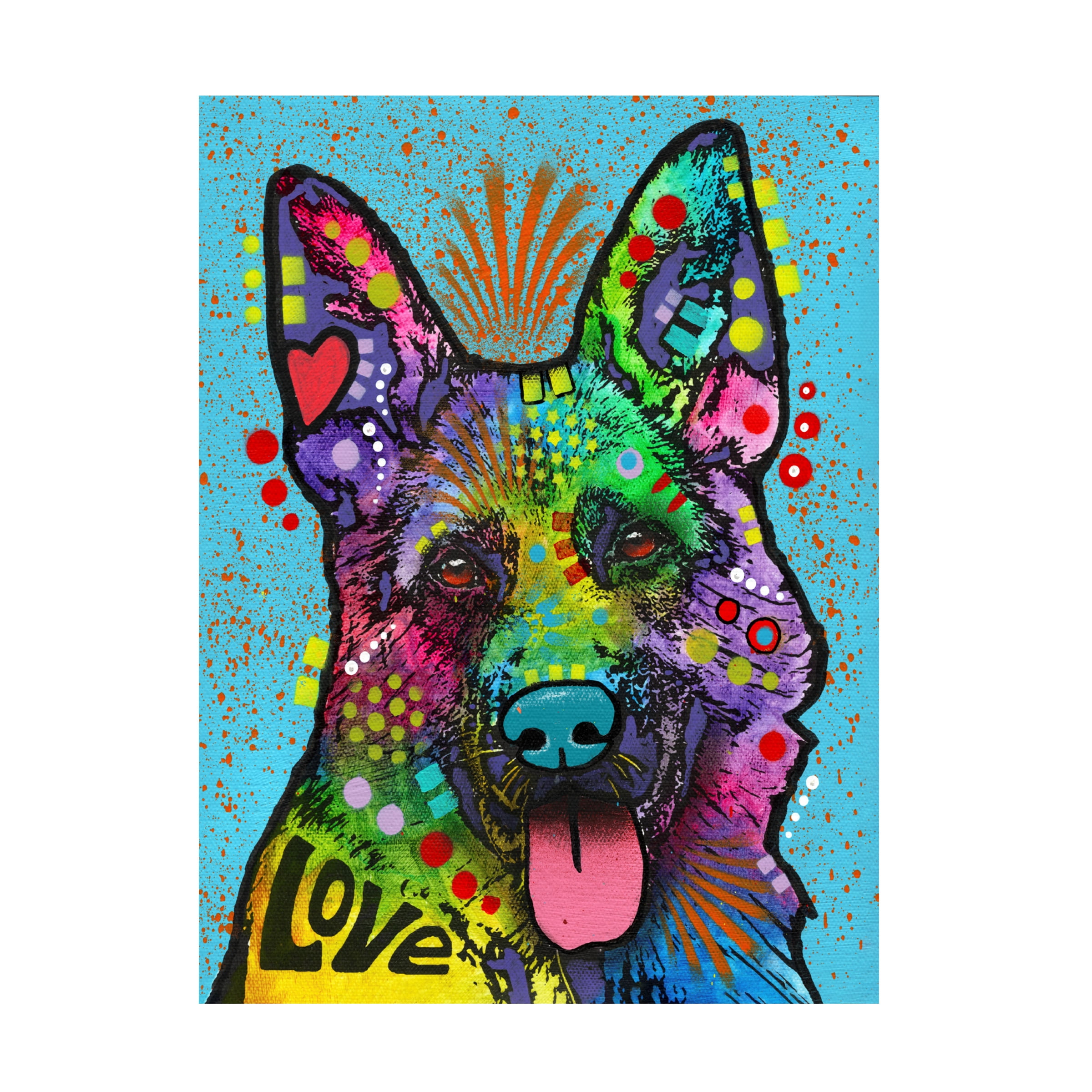 Canvas Wall Art - Dean Russo 'German Shepherd Love Collection' Wall Art for Living Room, Bedroom, or Office Décor by Trademark Fine Art - 24 x 32 Inches - 24x32