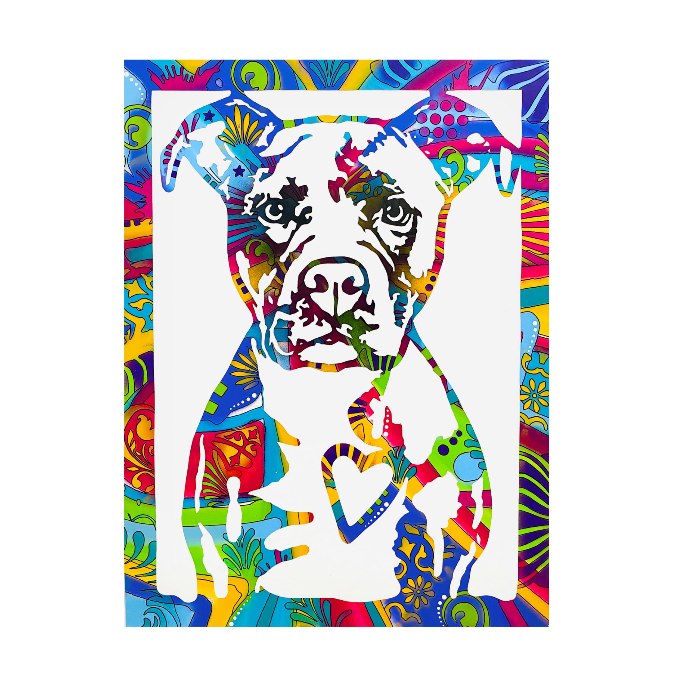 Canvas Wall Art - Dean Russo 'Heart Pittie' Wall Art for Living Room, Bedroom, or Office Décor by Trademark Fine Art - 35 x 47 Inches