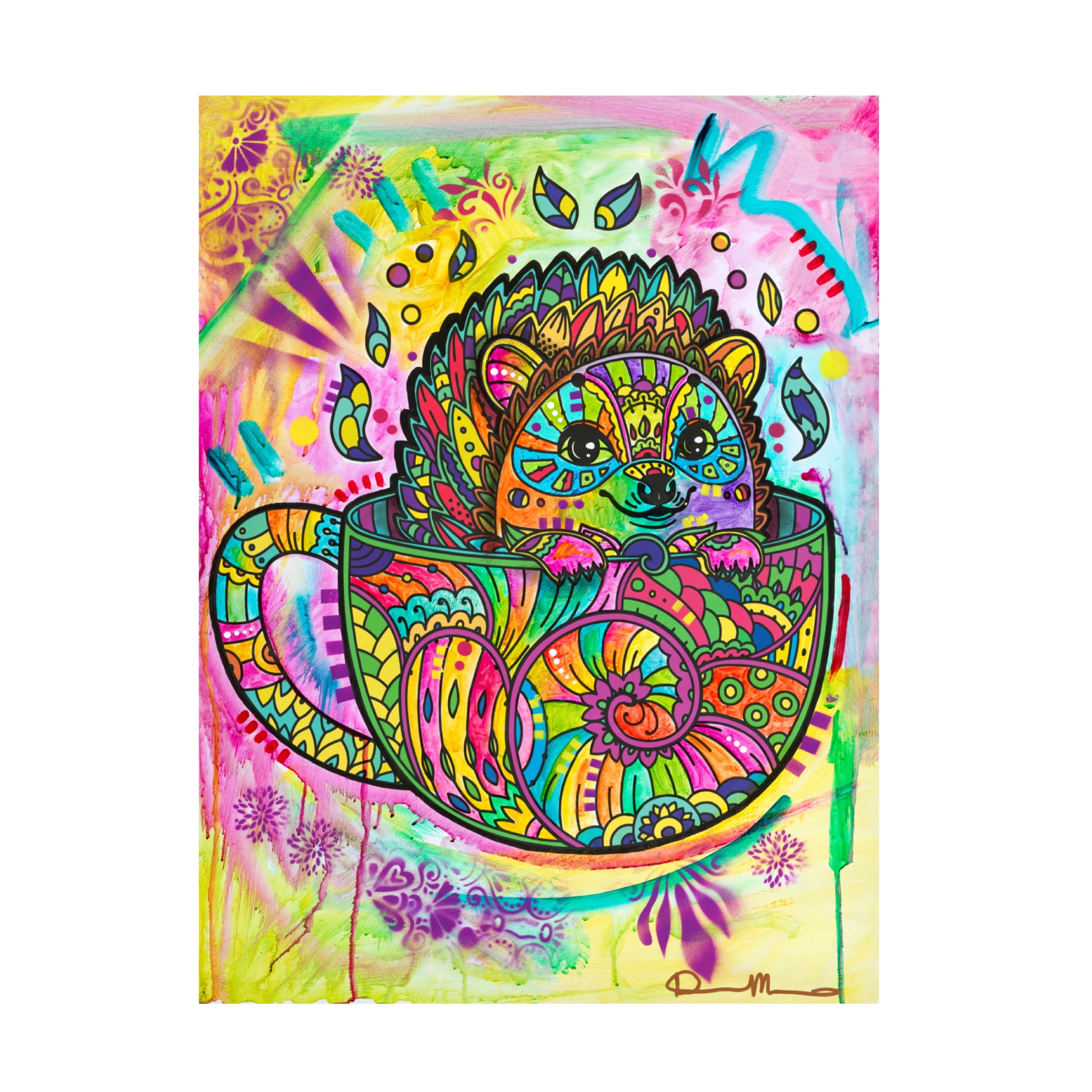 Canvas Wall Art - Dean Russo 'Hedgehog in a Mug' Wall Art for Living Room, Bedroom, or Office Décor by Trademark Fine Art - 18 x 24 Inches