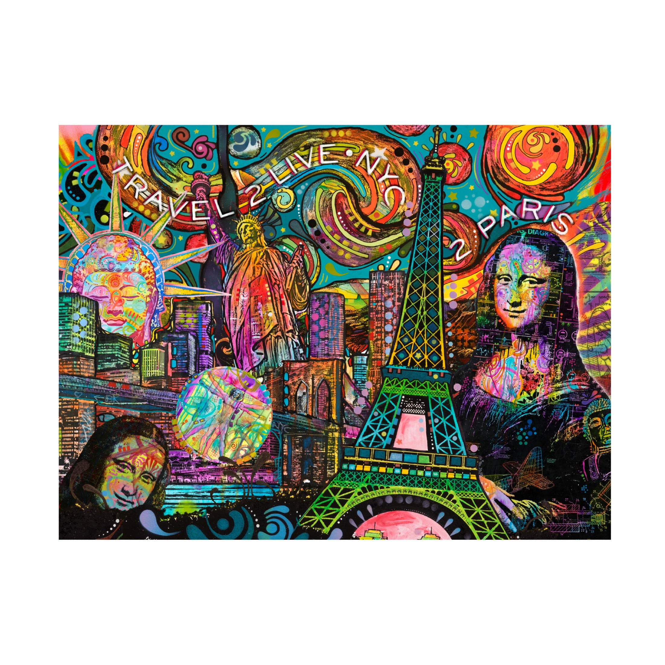 Canvas Wall Art - Dean Russo 'Iconic Travel' Wall Art for Living Room, Bedroom, or Office Décor by Trademark Fine Art - 47 x 35 Inches