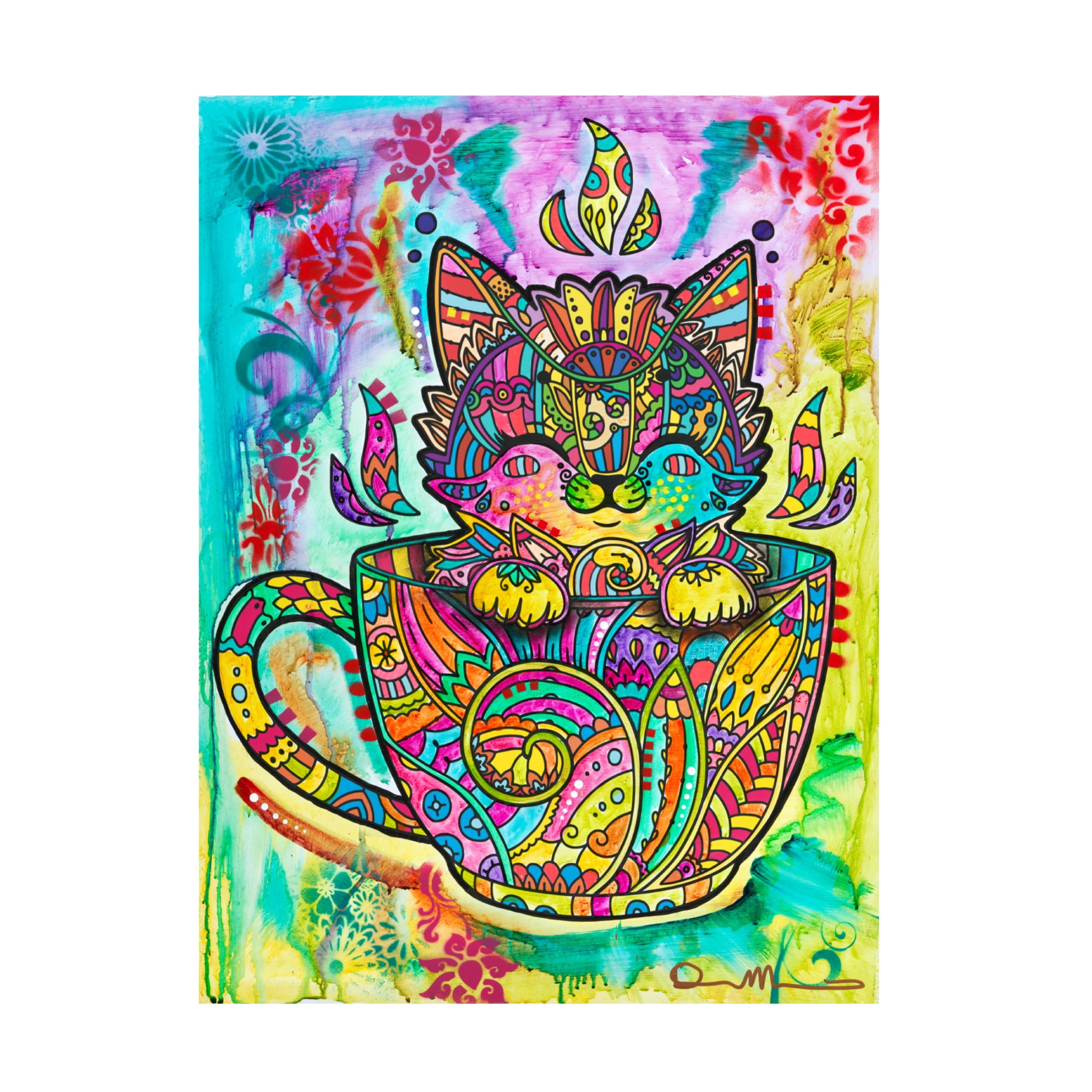 Canvas Wall Art - Dean Russo 'Kitten in a Mug' Wall Art for Living Room, Bedroom, or Office Décor by Trademark Fine Art - 14 x 19 Inches