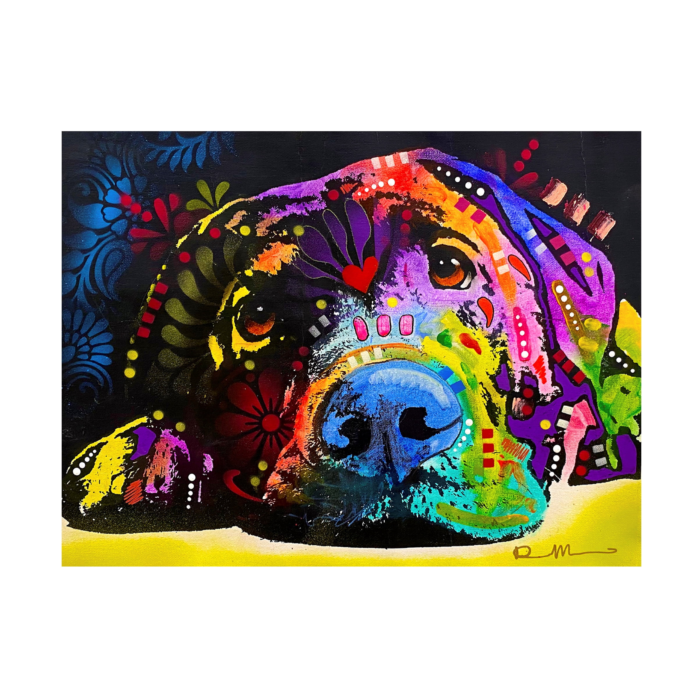 Canvas Wall Art - Dean Russo 'Lying Lab 2' Wall Art for Living Room, Bedroom, or Office Décor by Trademark Fine Art - 47 x 35 Inches - 47x35