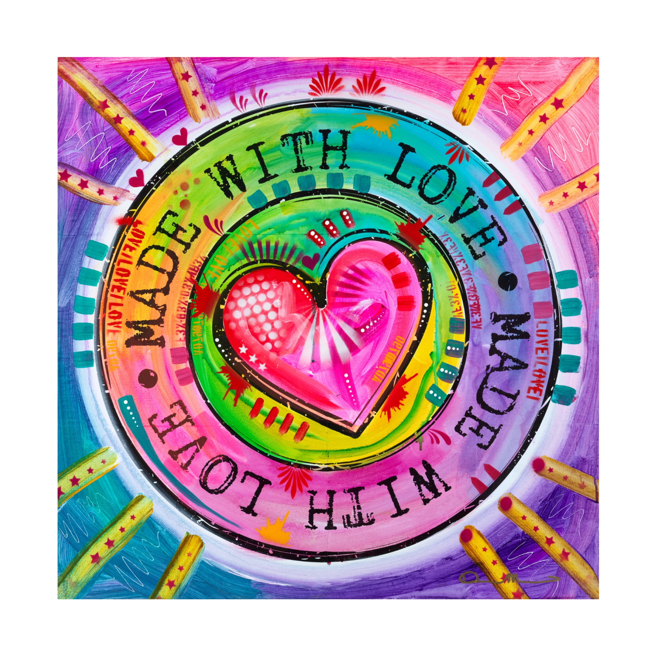 Canvas Wall Art - Dean Russo 'Made with Love' Wall Art for Living Room, Bedroom, or Office Décor by Trademark Fine Art - 24 x 24 Inches