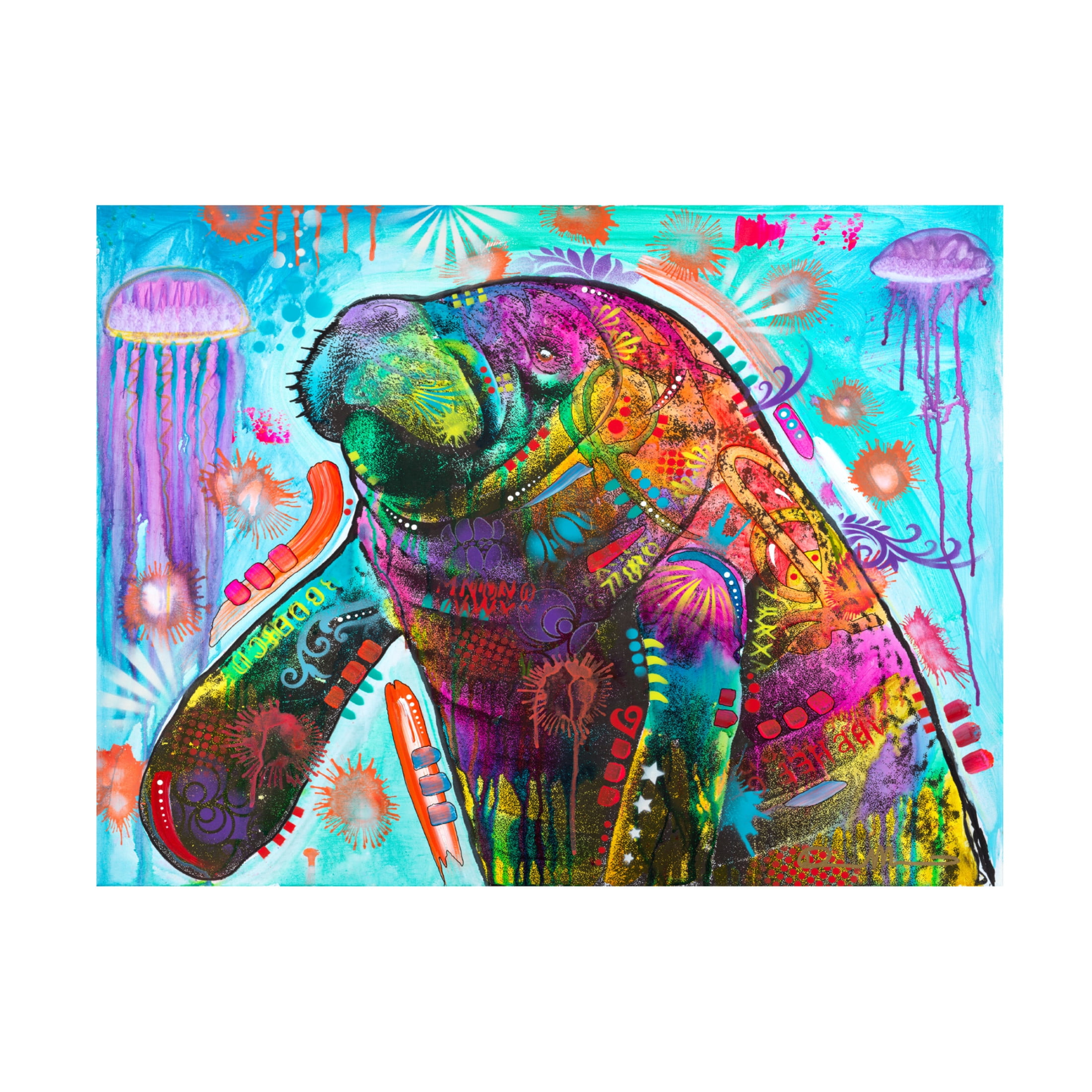 Canvas Wall Art - Dean Russo 'Manatee' Wall Art for Living Room, Bedroom, or Office Décor by Trademark Fine Art - 32 x 24 Inches