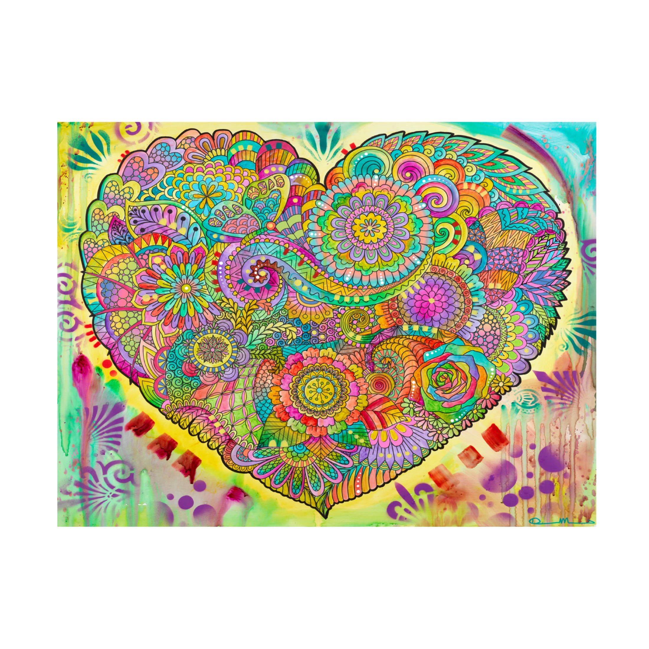 Canvas Wall Art - Dean Russo 'Mandala of the Heart' Wall Art for Living Room, Bedroom, or Office Décor by Trademark Fine Art - 19 x 14 Inches