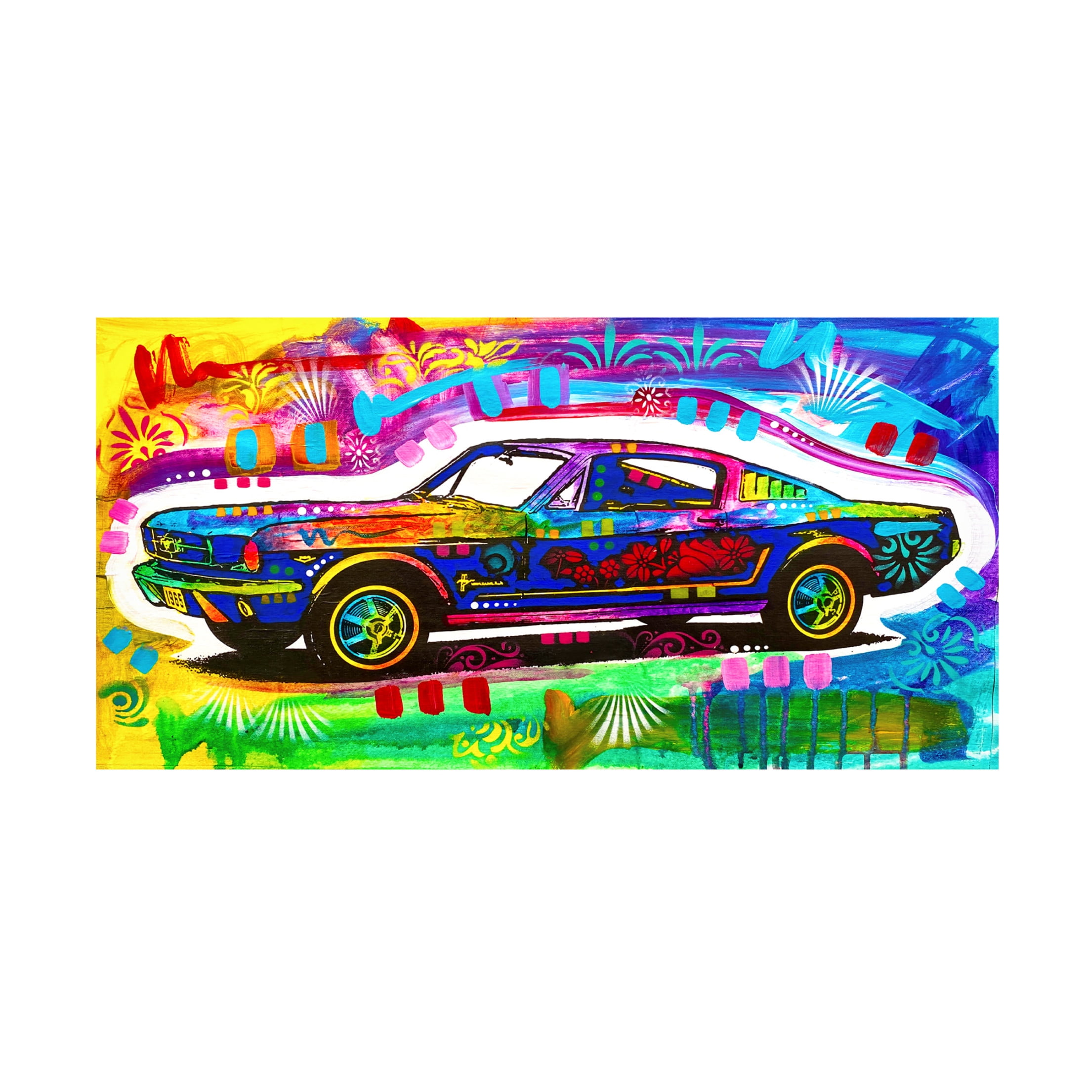 Canvas Wall Art - Dean Russo 'Mustang' Wall Art for Living Room, Bedroom, or Office Décor by Trademark Fine Art - 24 x 12 Inches