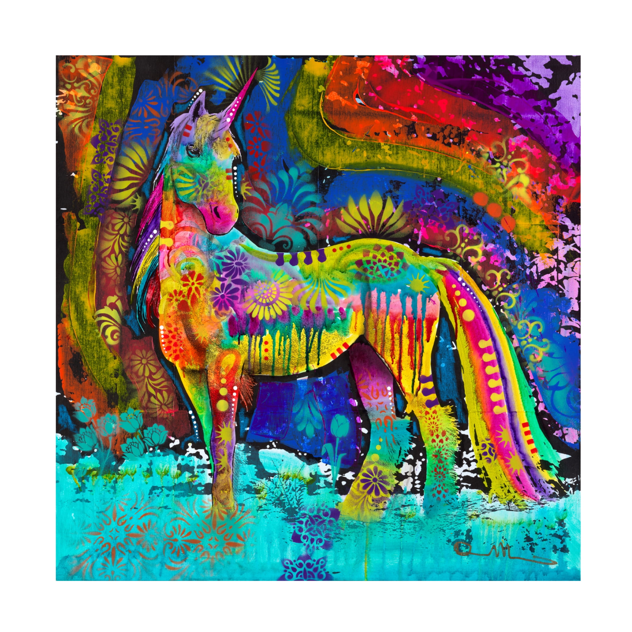 Canvas Wall Art - Dean Russo 'Oddesy Unicorn' Wall Art for Living Room, Bedroom, or Office Décor by Trademark Fine Art - 14 x 14 Inches