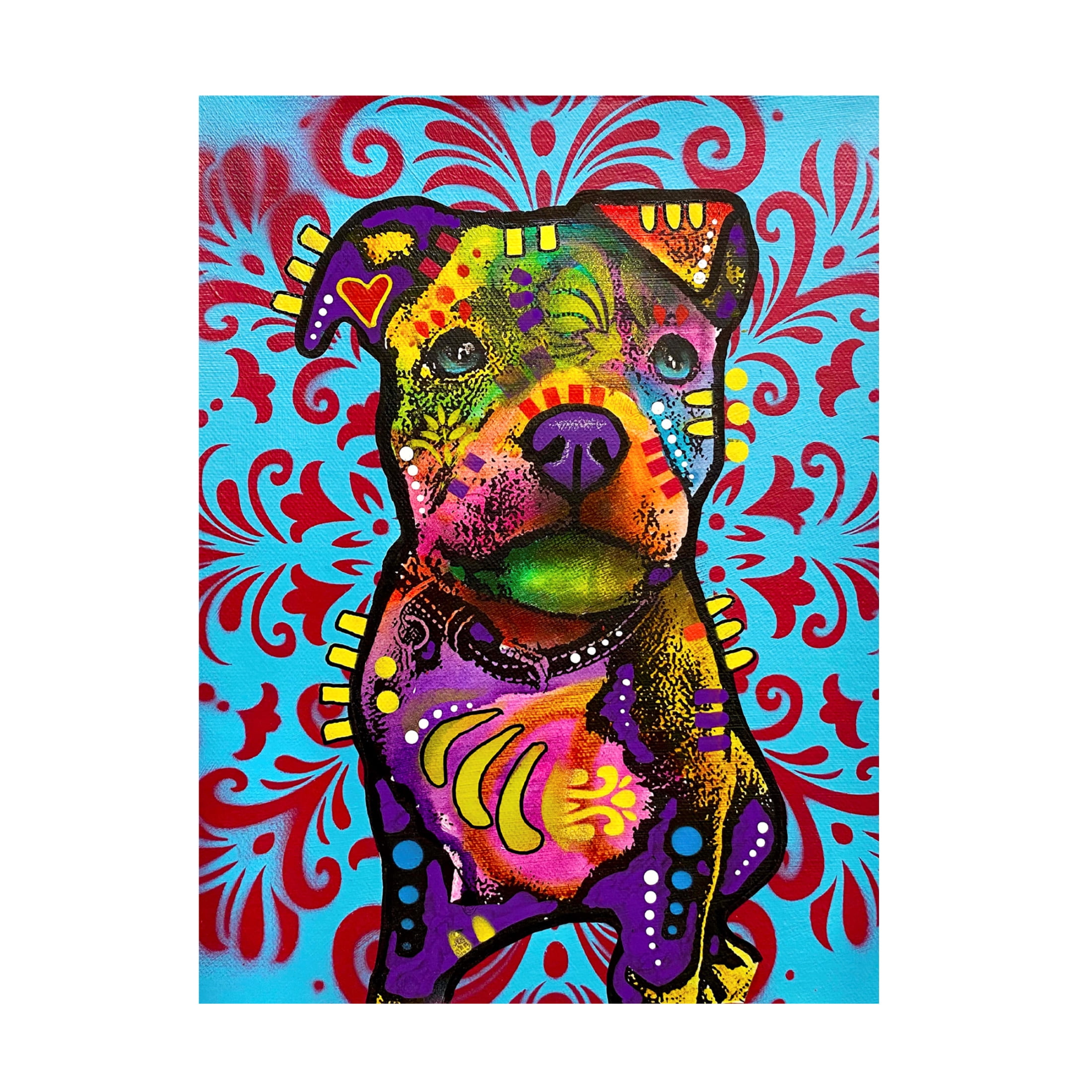 Canvas Wall Art - Dean Russo 'Pittie Pup' Wall Art for Living Room, Bedroom, or Office Décor by Trademark Fine Art - 35 x 47 Inches