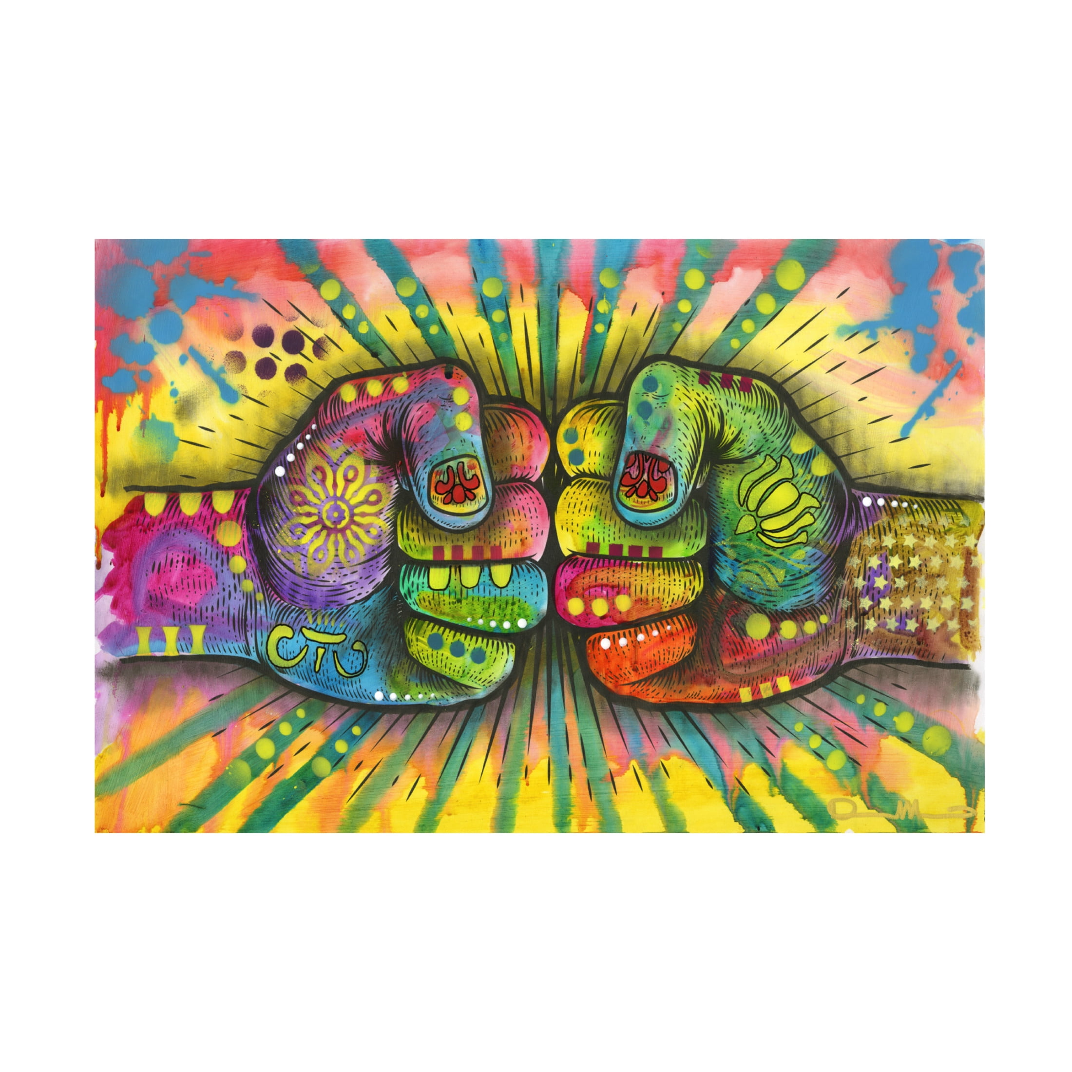Canvas Wall Art - Dean Russo 'Power Fist Bump' Wall Art for Living Room, Bedroom, or Office Décor by Trademark Fine Art - 24 x 16 Inches